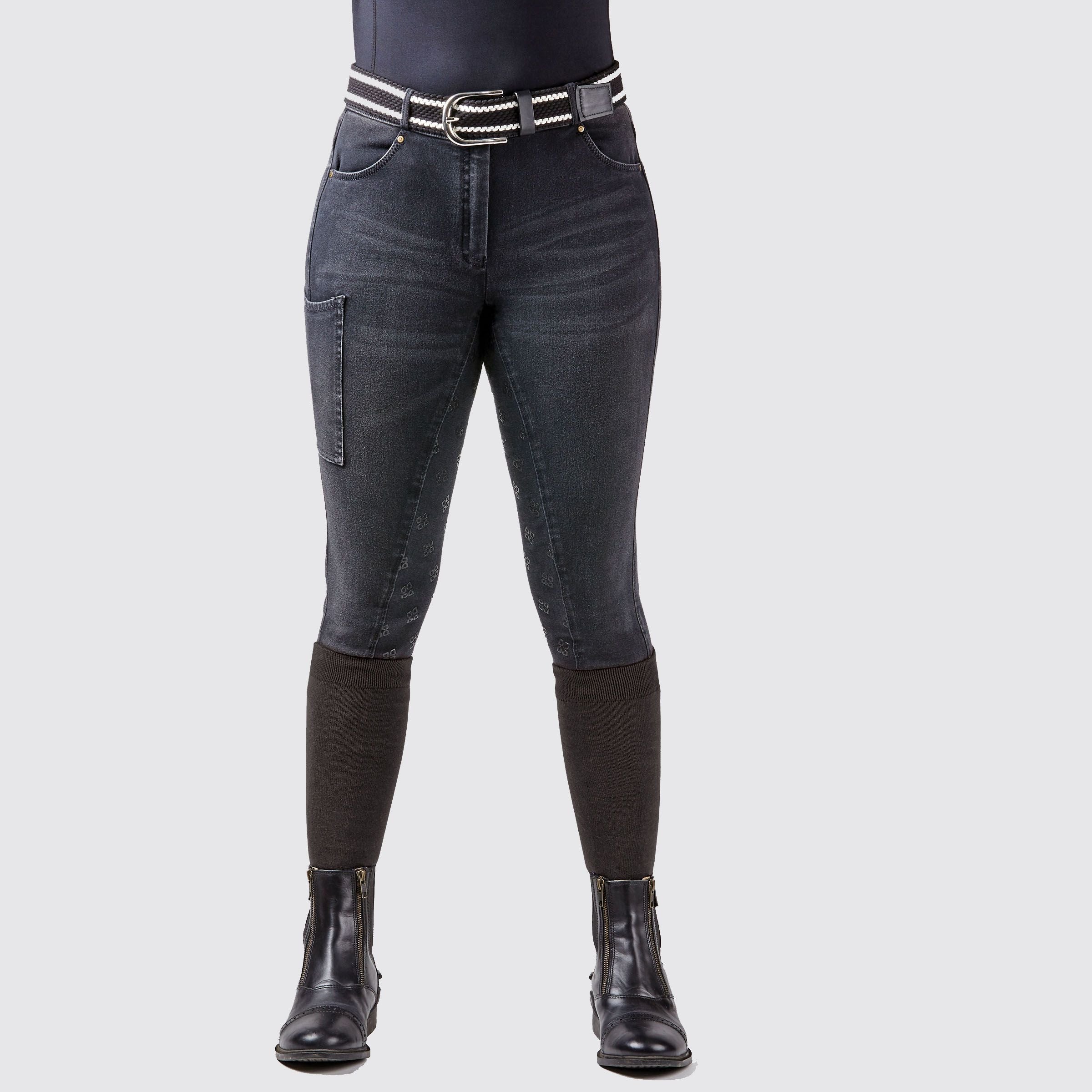 DUBLIN BREECHES SHONA FULL GRIP SILICONE PRINT DENIM, Womens, 2 Colours, 26"-38"