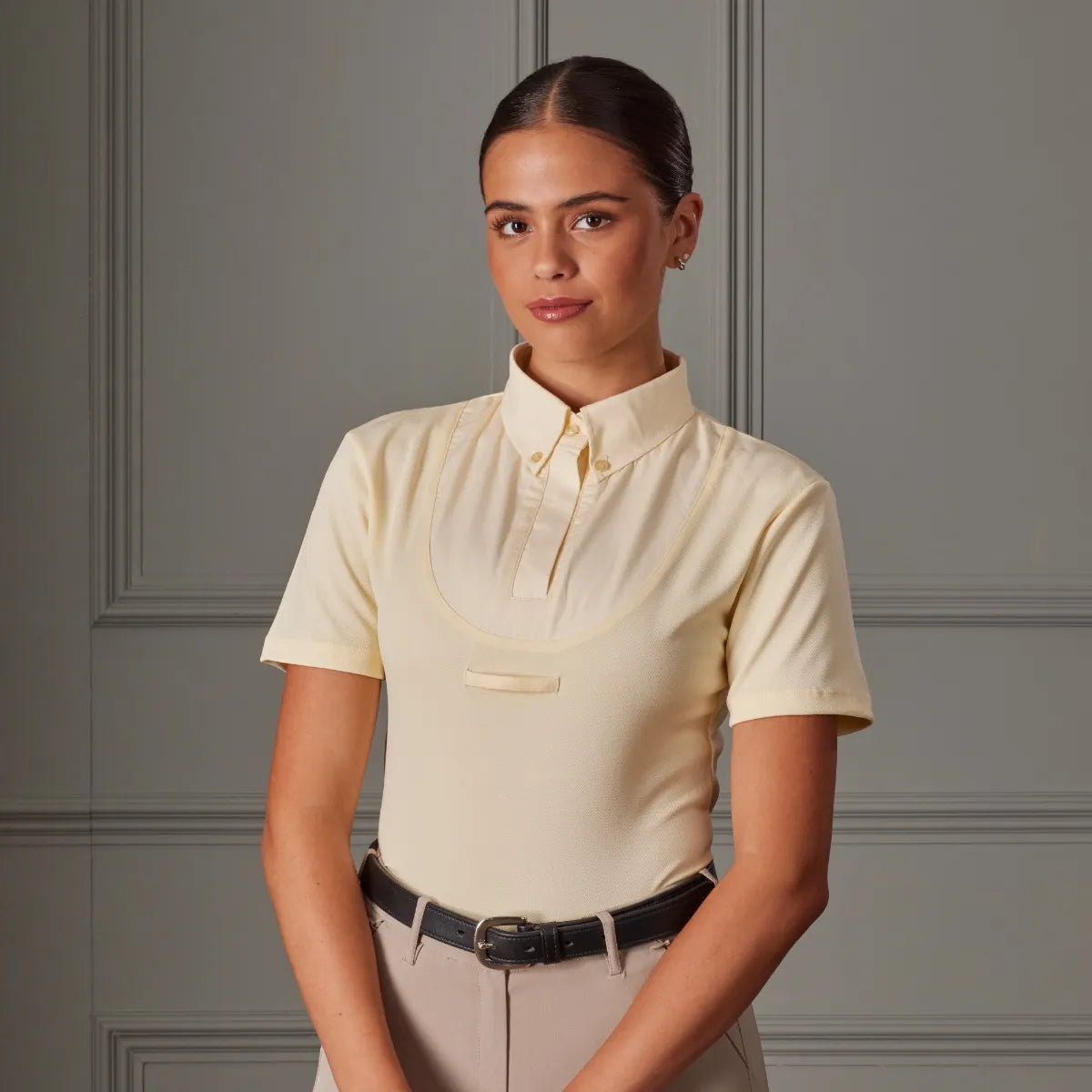 Shires Aubrion Ladies Short Sleeve Tie Shirt, Womens, White or Yellow, XXS - XXL