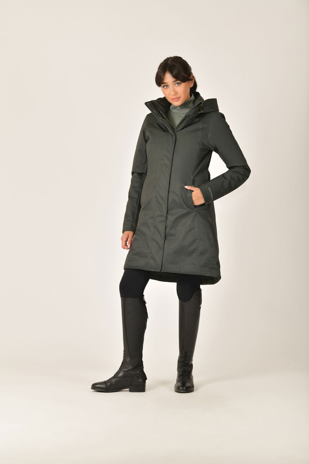 WEATHERBEETA ALL PURPOSE WATERPROOF LONGLINE EQUESTRIAN JACKET, COAT DETACH HOOD