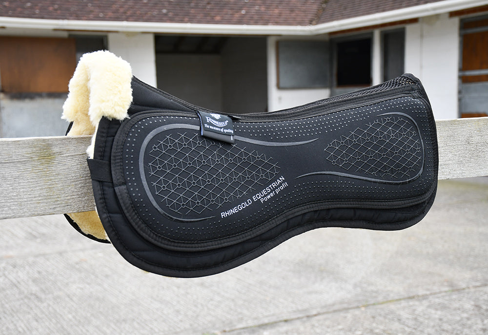 Rhinegold Luxe Lined Silicone Top Riser Pad, Black, Pony,Cob,Full