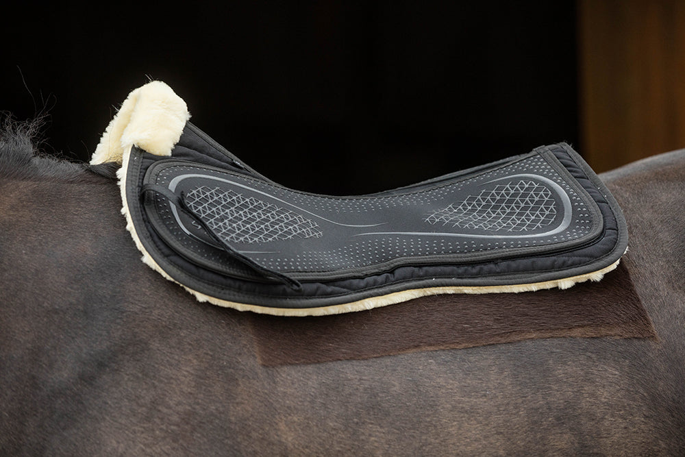 Rhinegold Luxe Lined Silicone Top Riser Pad, Black, Pony,Cob,Full