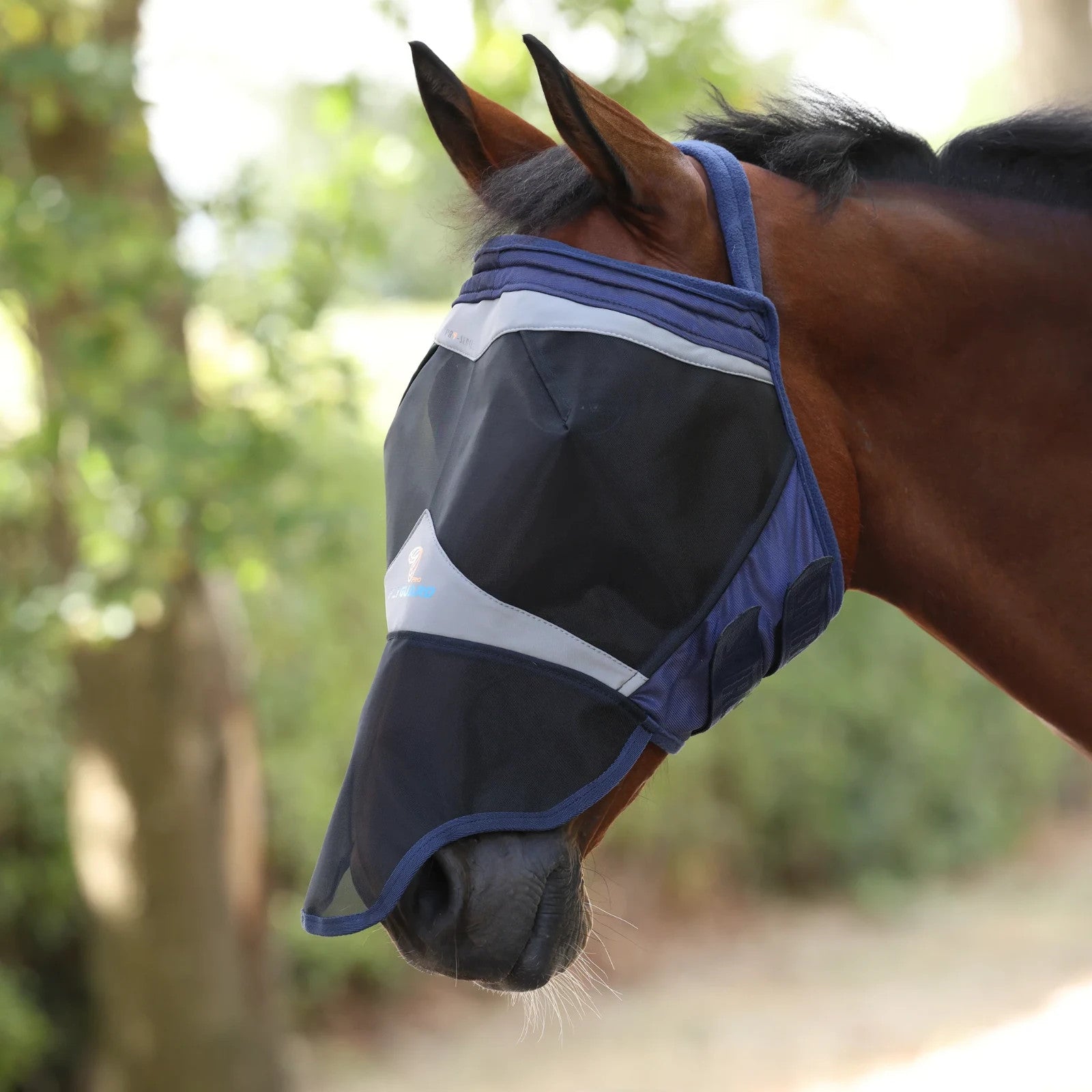 Picture of Shires FlyGuard Pro Fine Mesh Earless Fly Mask with Nose , UV Protect, 2 Colours