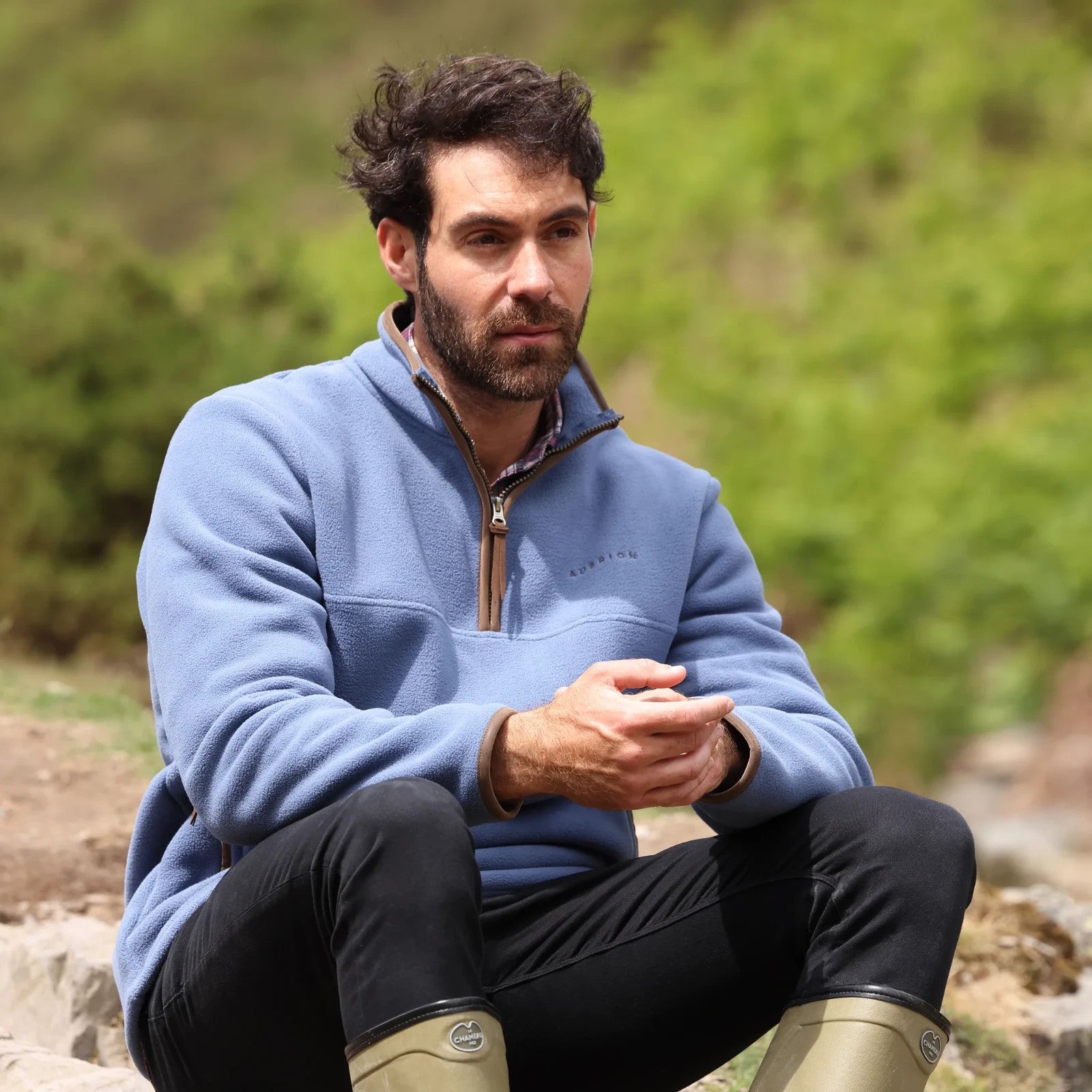 Picture of Shires Aubrion Core Mens Half Zip Fleece Jacket, Navy, XS-XXXL