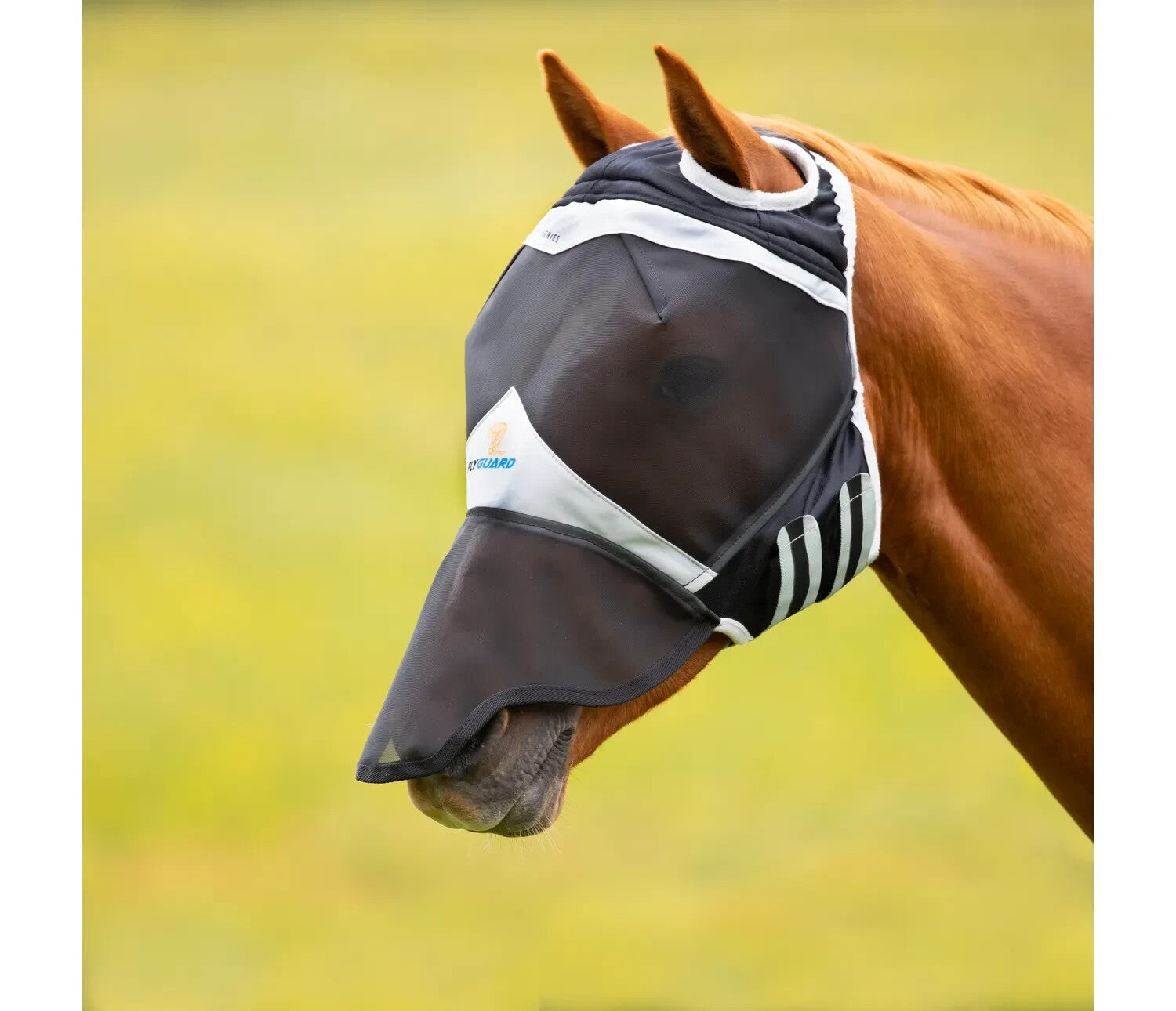 Picture of Shires Flyguard Fine Mesh Fly Mask with Ear Holes and Nose, UV Protect, 2 Colour