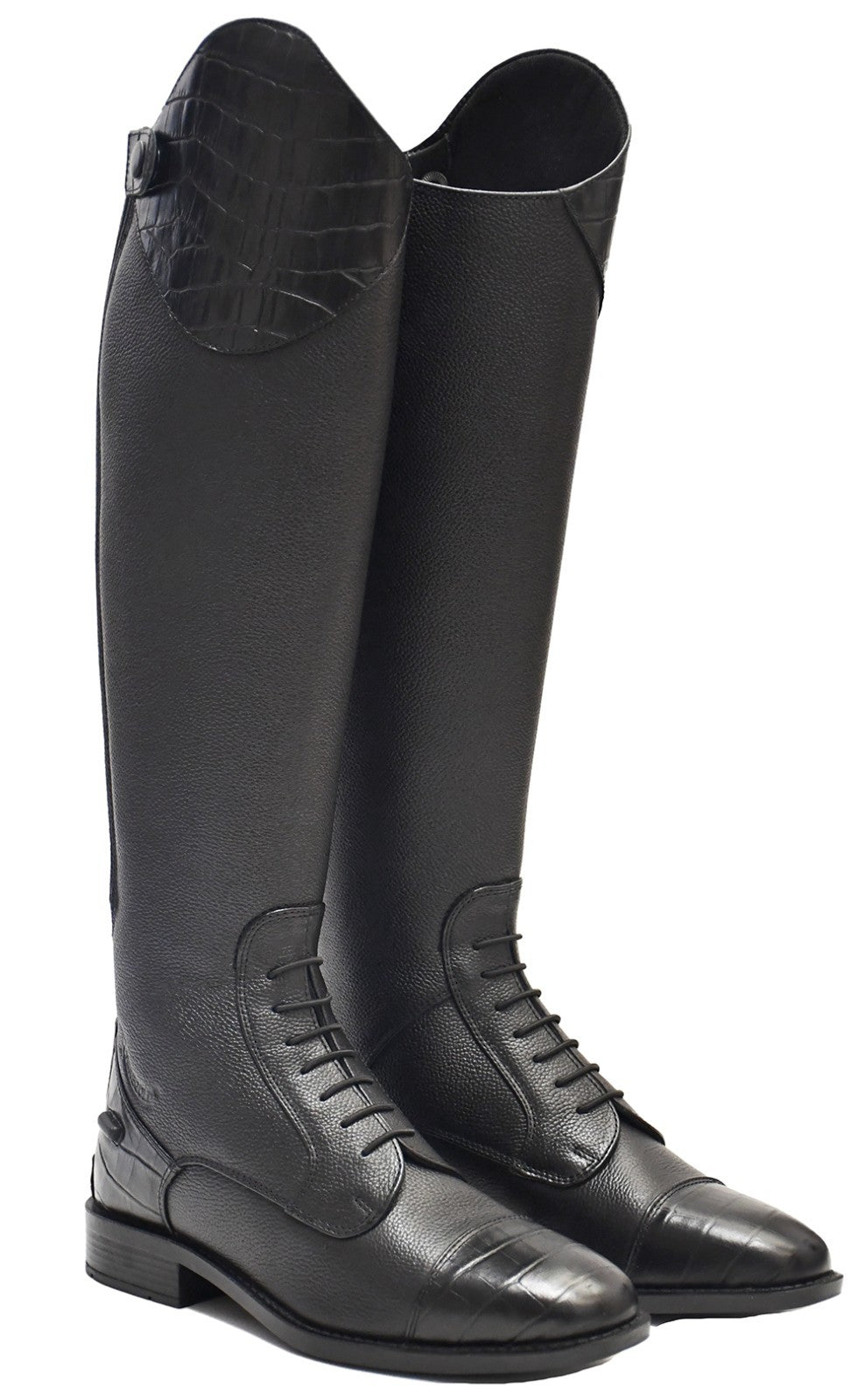 Picture of Rhinegold De-Luxe Leather Laced Riding Boots,  Adults, Black/Brown 4 Calf Widths