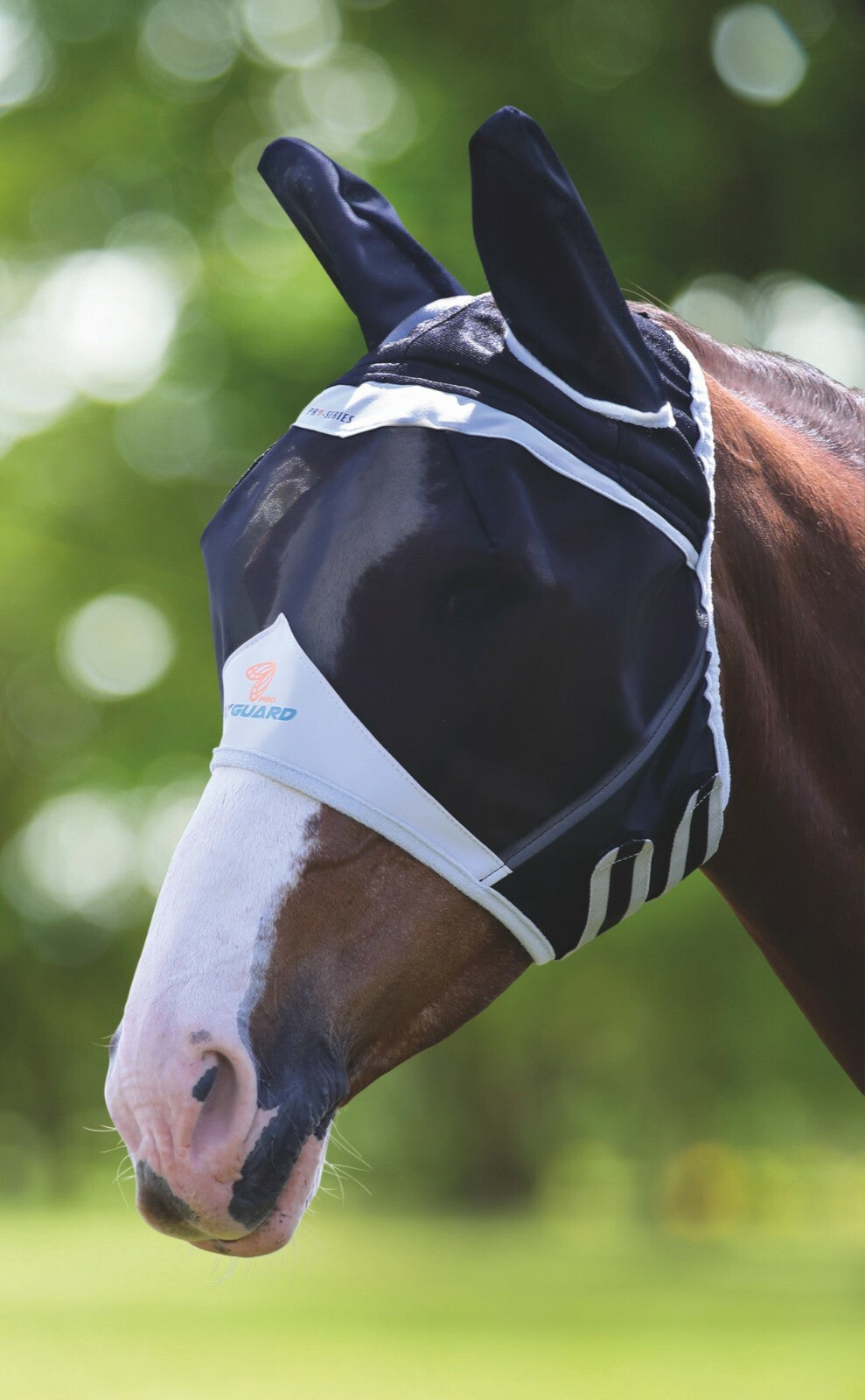 Picture of Shires FlyGuard Pro Fine Mesh Fly Mask with Ears, UV Protection, 3 Colours