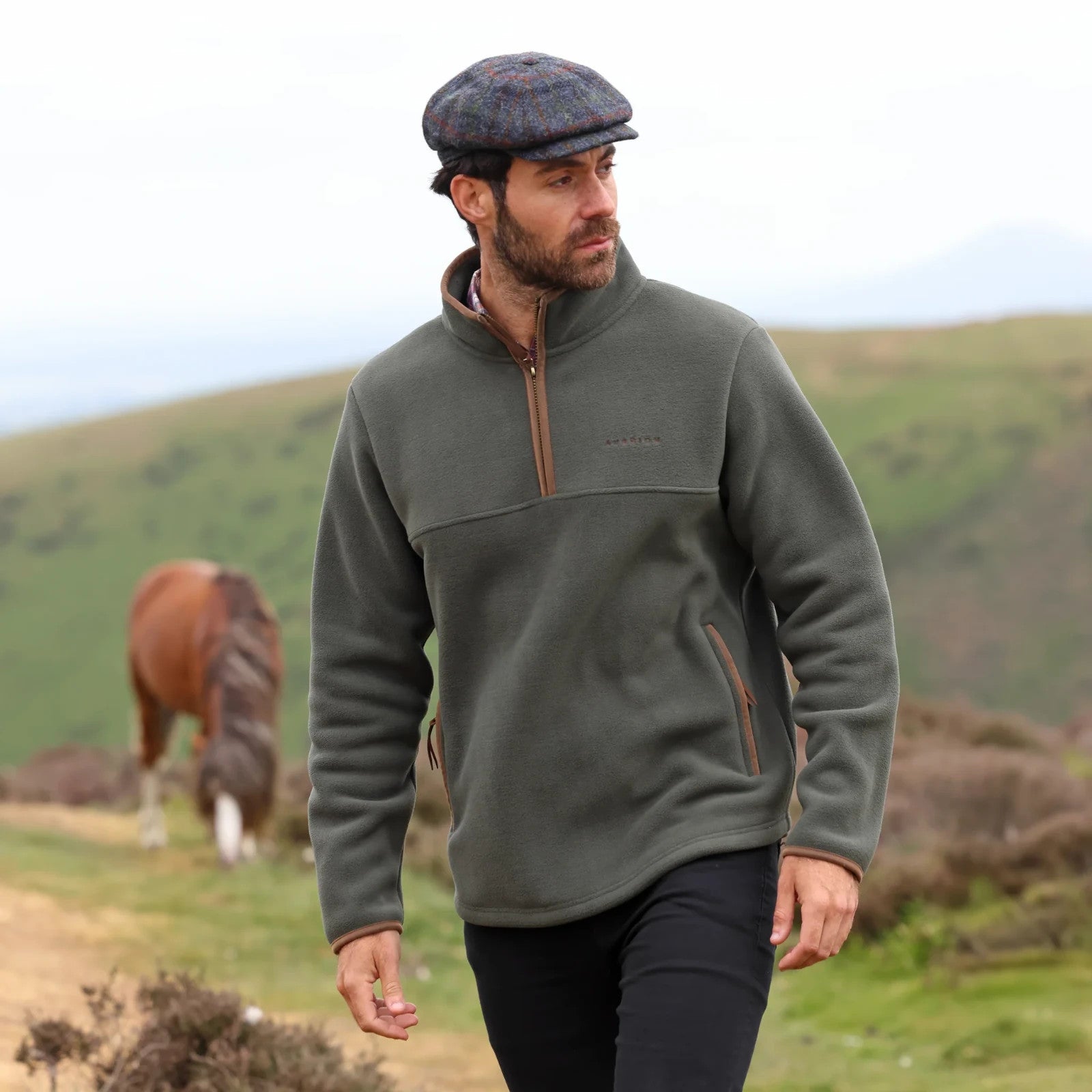 Picture of Shires Aubrion Core Mens Half Zip Fleece Jacket, Navy, XS-XXXL