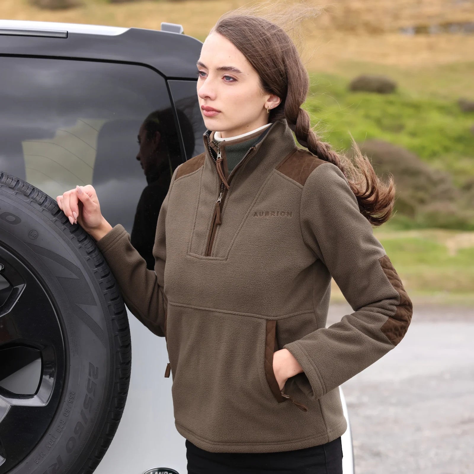 Picture of Shires Aubrion Heritage Quarter Zip Fleece Jacket - Unisex, Showerproof,