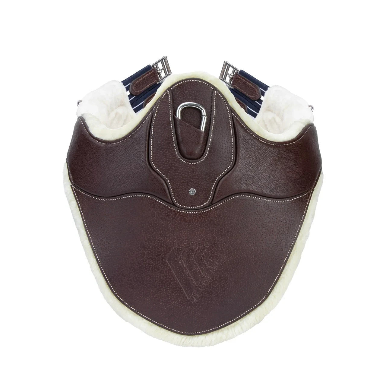 Picture of Shires Velociti Lusso Elite Stud Girth with Elastic, Black/Havana, 46" - 58"