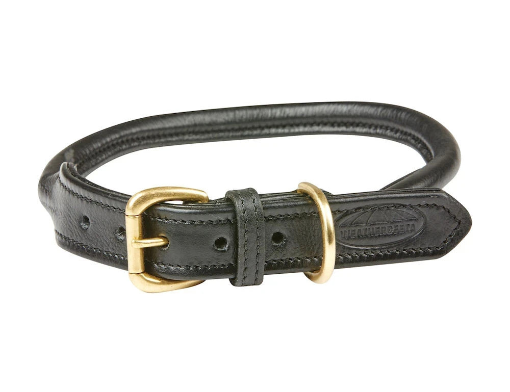 Picture of Weatherbeeta Rolled Leather Dog Collar, 5 Colours, 6 Sizes