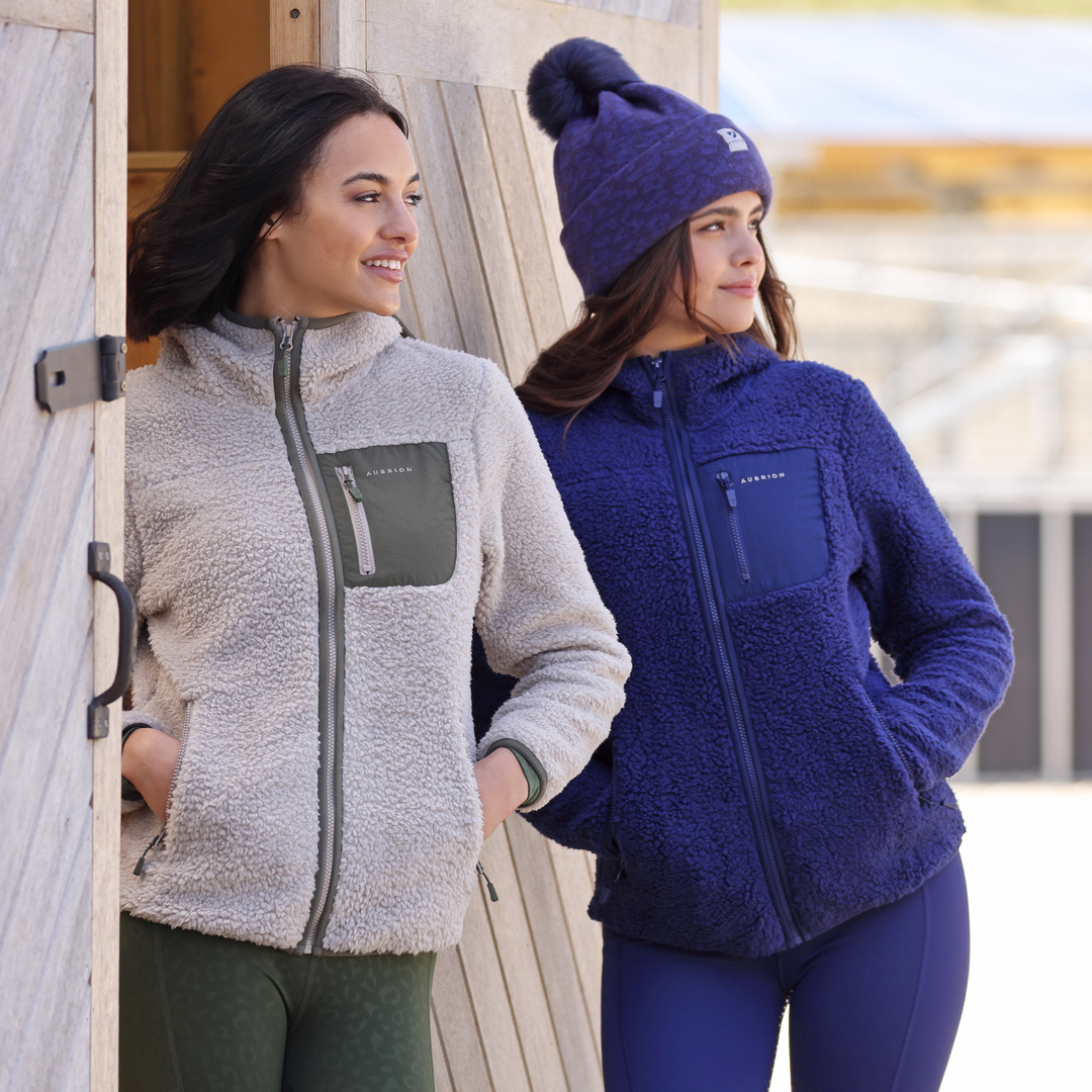 Shires Aubrion Ladies Clement Fleece Jacket, Womens, Taupe / Ink Colour,XXS-XXXL