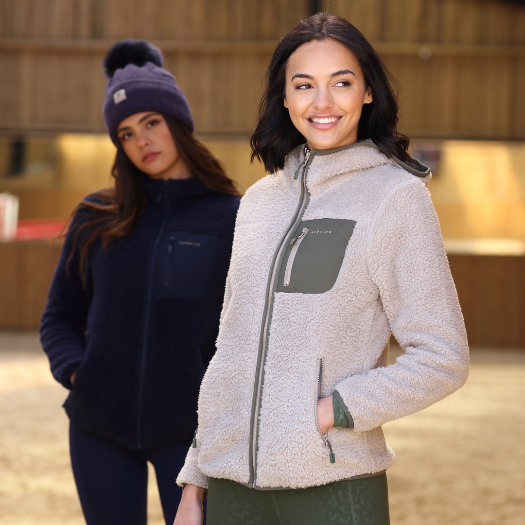 Shires Aubrion Ladies Clement Fleece Jacket, Womens, Taupe / Ink Colour,XXS-XXXL