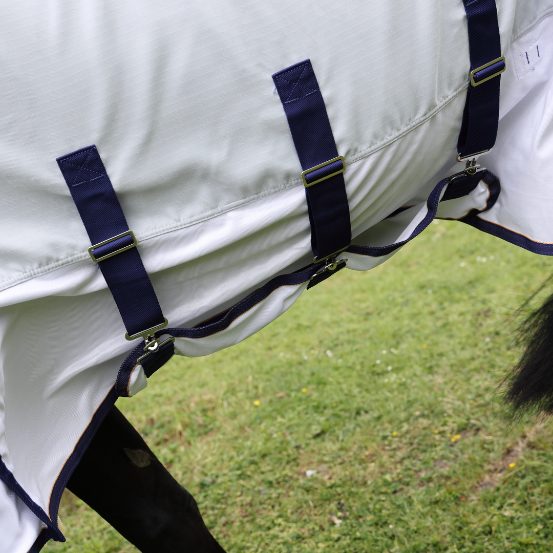 Shires Highlander Plus Sun Shade Horse/Pony Fly Combo in Grey, 90% UV Protection