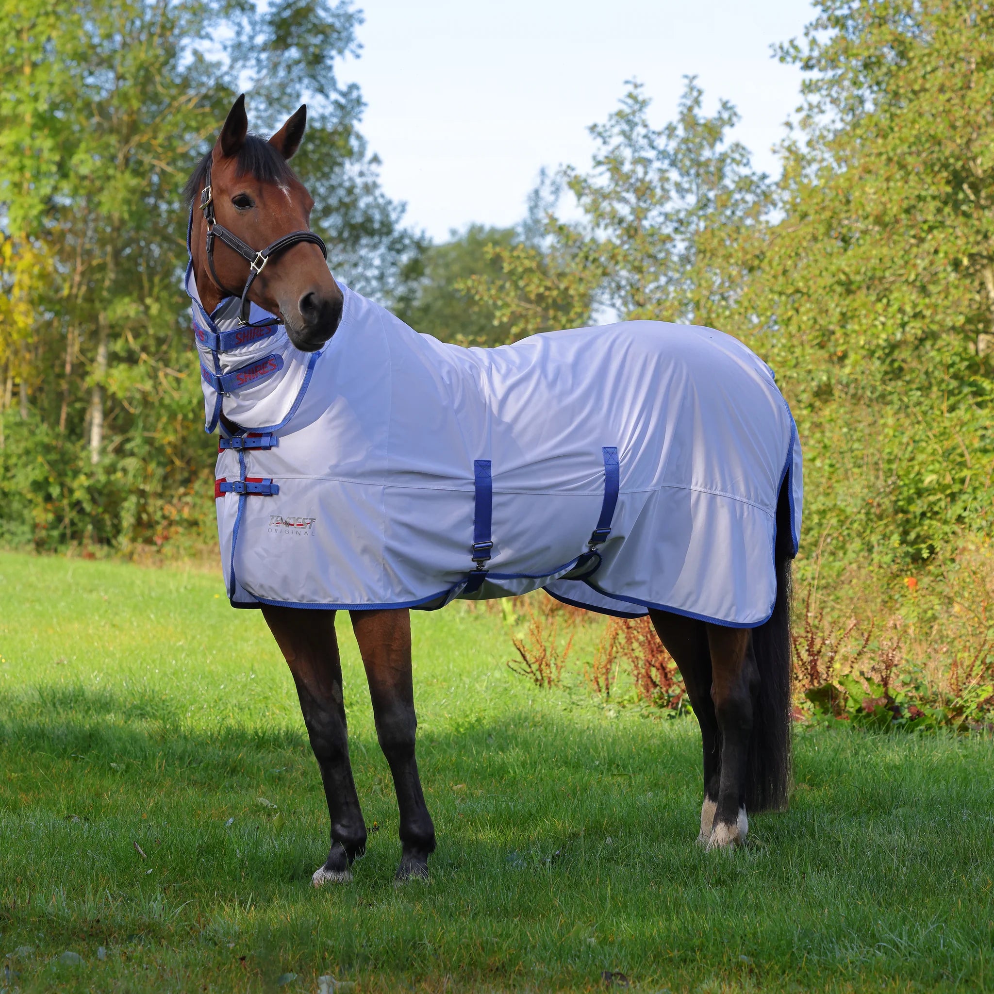 Shires Tempest Fly Rug Sheet Mesh Combo Fixed Neck Turnout - White