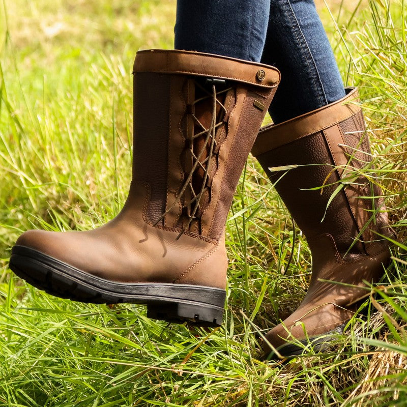 Brogini Tetbury Short Waterproof Laced Country Boots, Brown
