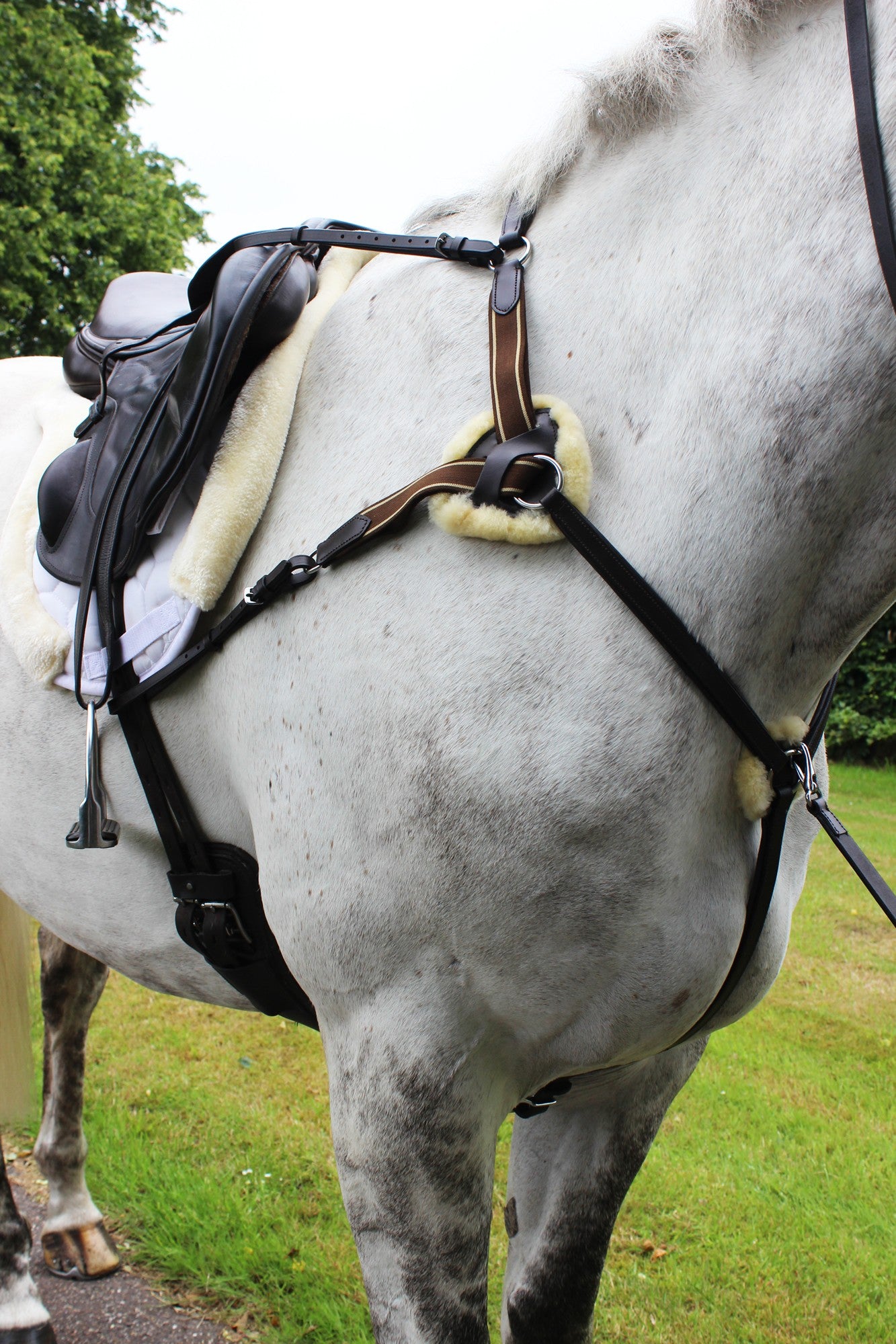 Gallop 5 Five Point Leather Breastplate, Full Size, Black or Brown