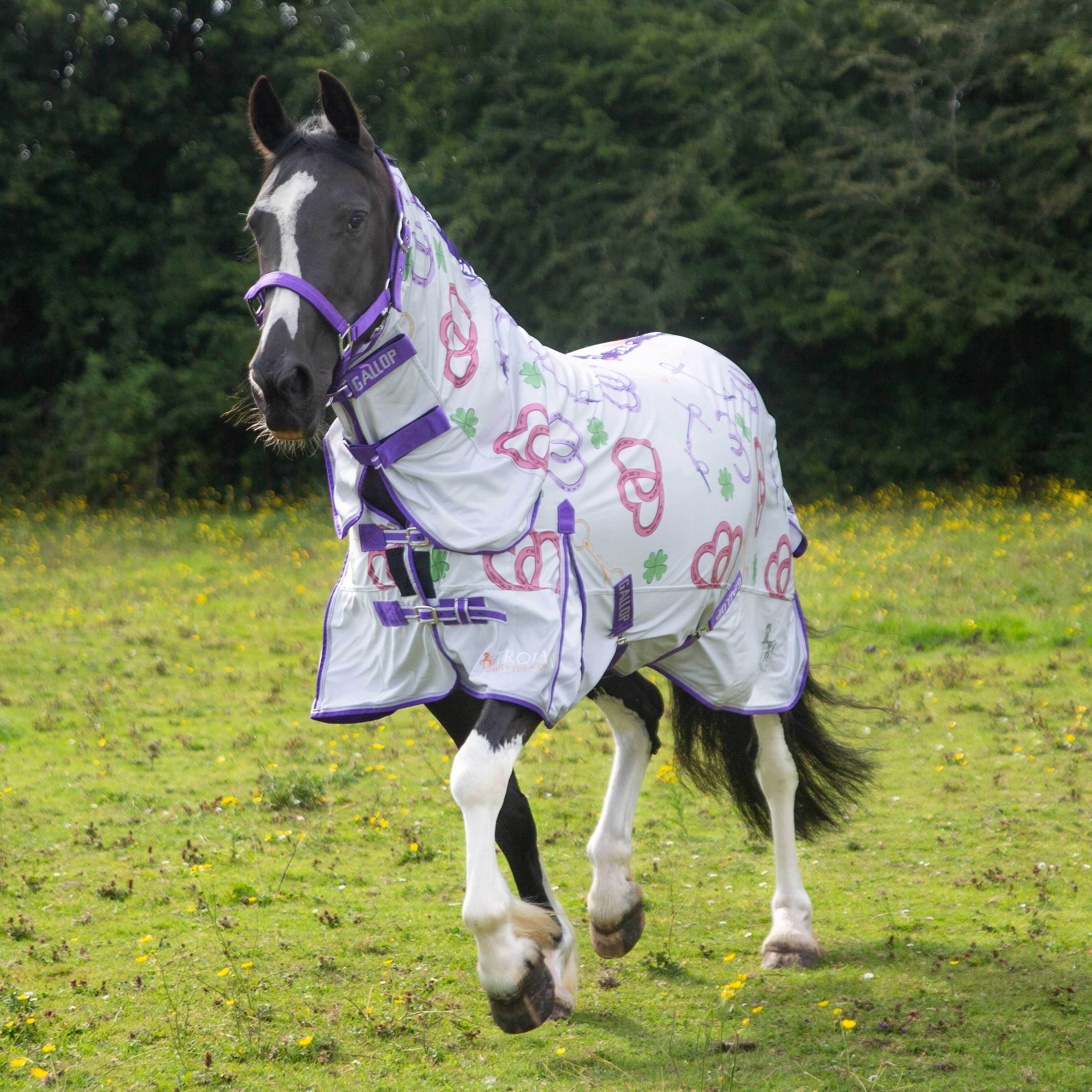 Gallop Trojan "Bits of Luck" Fly Rug, Combo Full Neck Fly Horse/Pony Rug