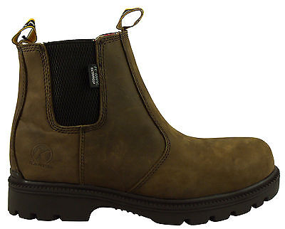 Picture of Kanyon Teak Safety Boots Waterproof Outdoor Country Yard Boot  - Brown Leather
