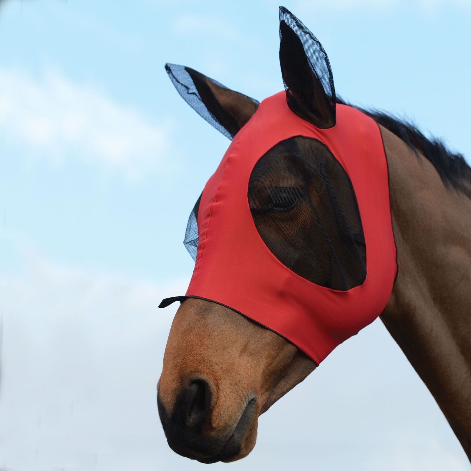 Picture of WeatherBeeta Stretch Bug Eye Saver Fly Mask, with Ears, UV, 10 Colours