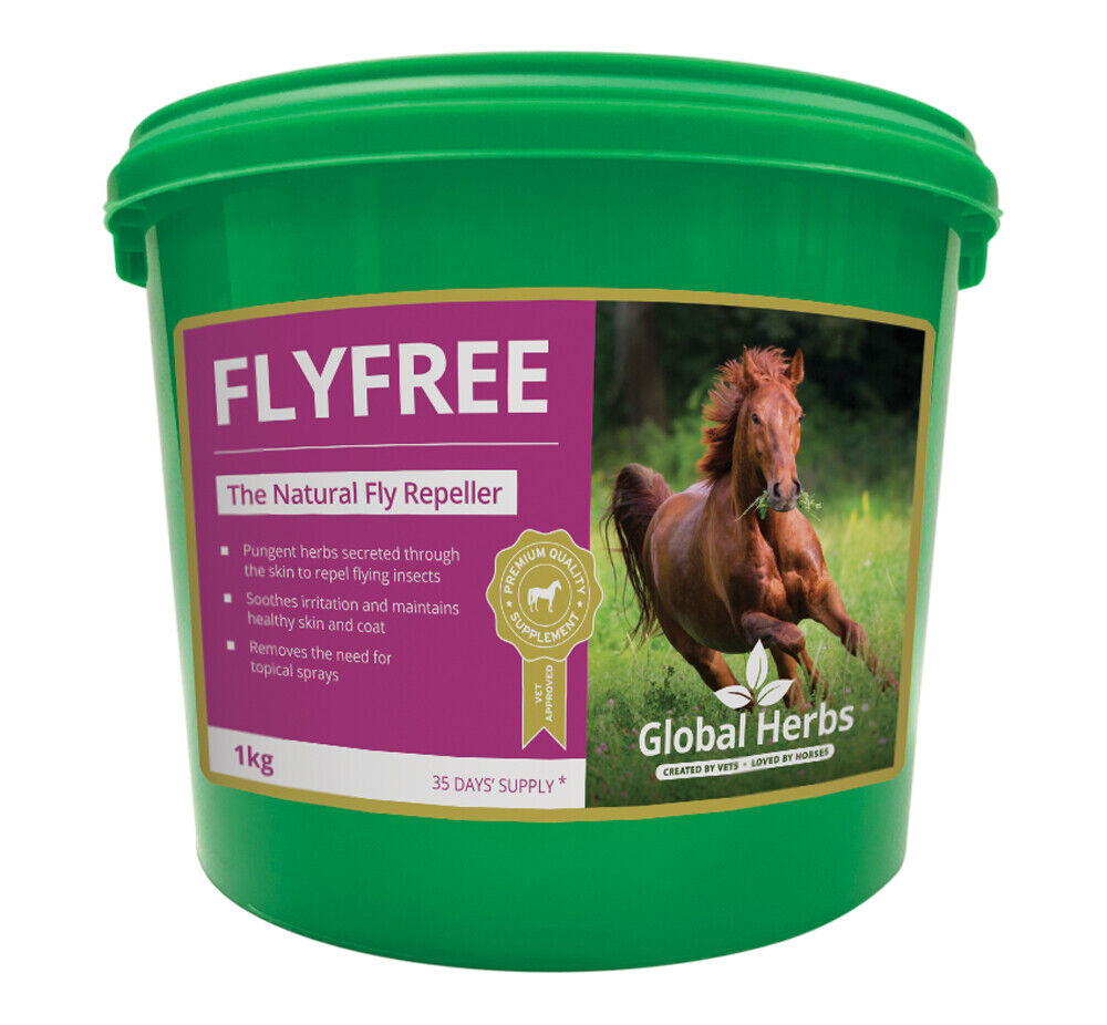 Picture of Global Herbs Fly Free 1kg Tub,  Fly Free Horse Feed Supplement
