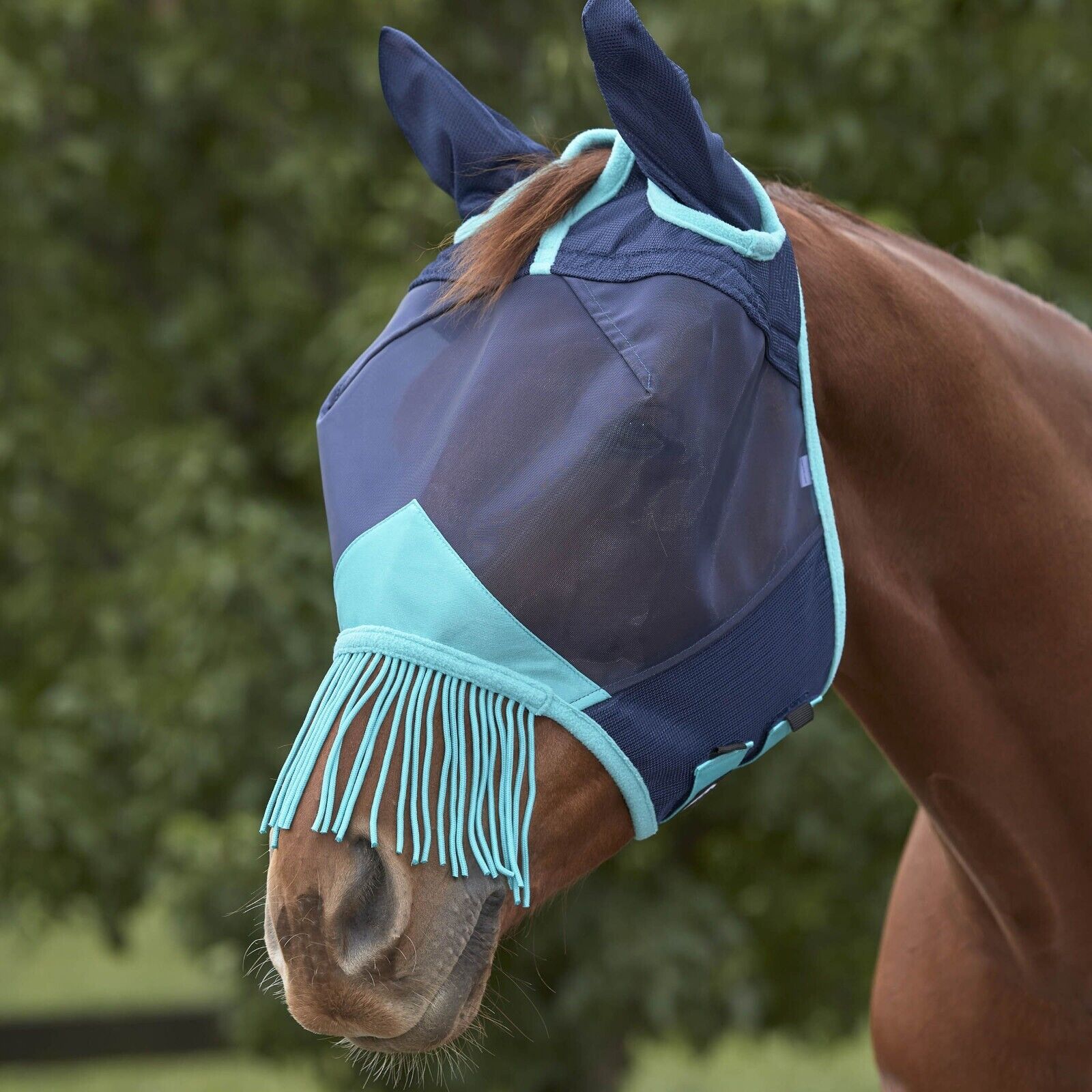 Picture of WeatherBeeta ComFiTec Deluxe Fine Mesh Fly Mask with Ears & Tassels, UV Protect