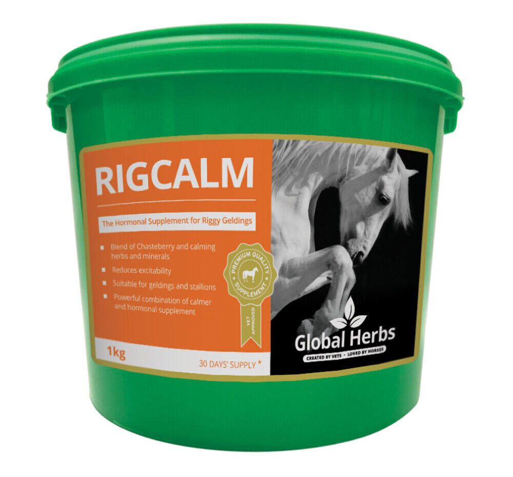 Picture of Global Herbs RigCalm 1kg Tub, Rig Calm Feed Supplement for Horses