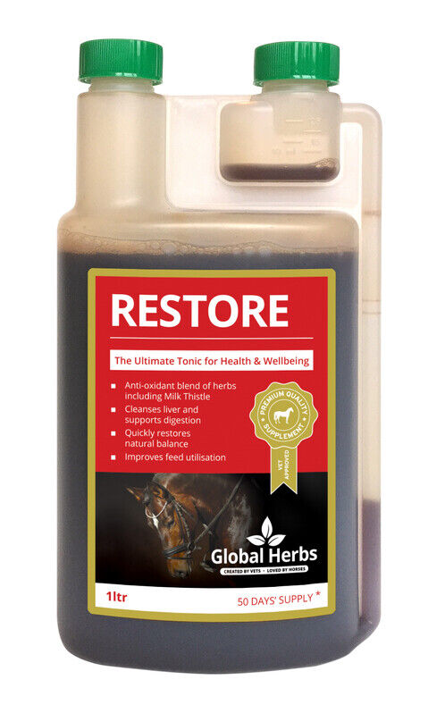 Picture of Global Herbs Restore Liquid, 1 Ltr,  Horse Liver Tonic Horse Feed Supplement