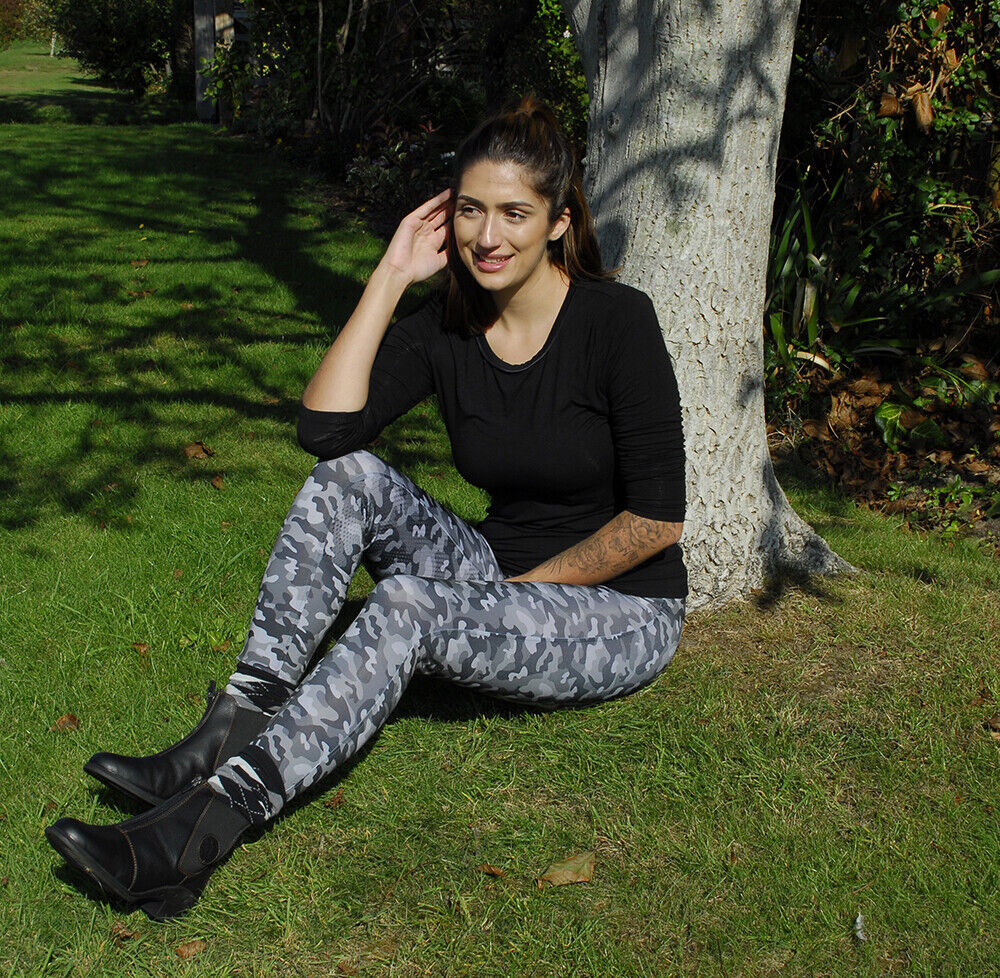 Picture of Rhinegold Full Seat Camo Horse Riding Tights | UK size 8-18 | Grey Camo