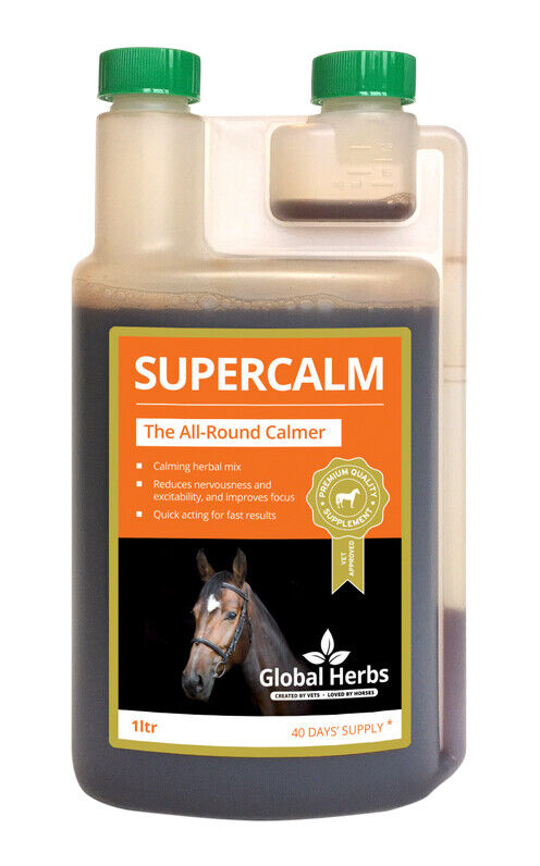Picture of Global Herbs SuperCalm Liquid 1Ltr Bottle,  Calm, Anxiety Horse Feed Supplement