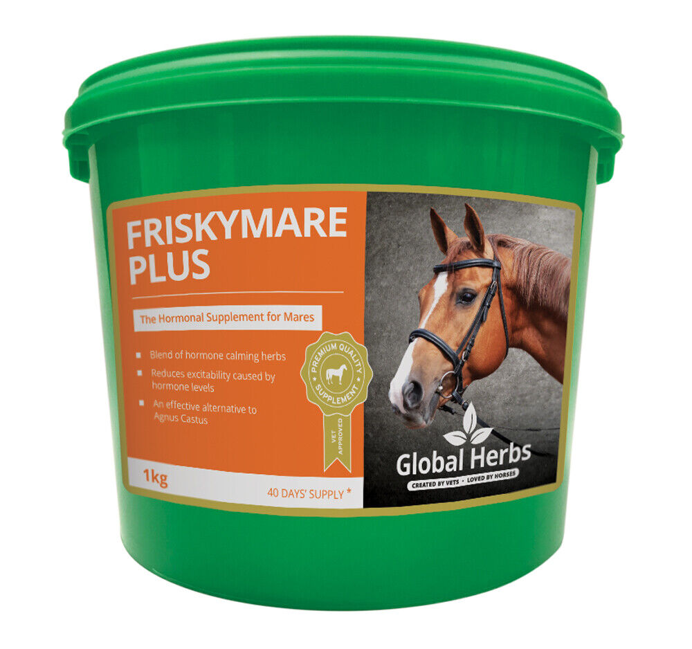 Picture of Global Herbs Frisky Mare Plus, 1kg Tub,  For Mares Seasons, Horses/Ponies