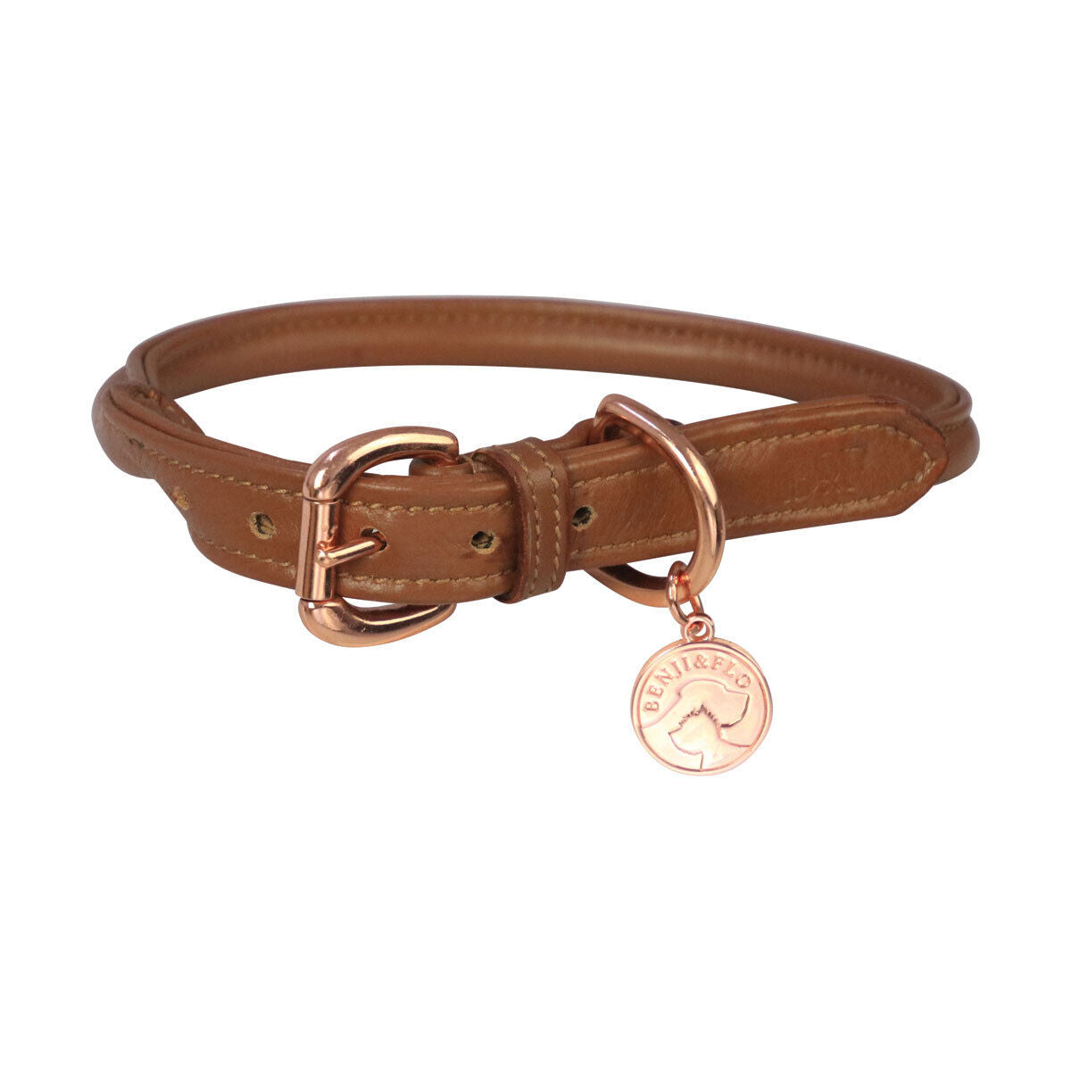 Picture of Leather Dog Collar by Benji & Flo, Superior Rolled Leather Dog Collar, 2 Colours