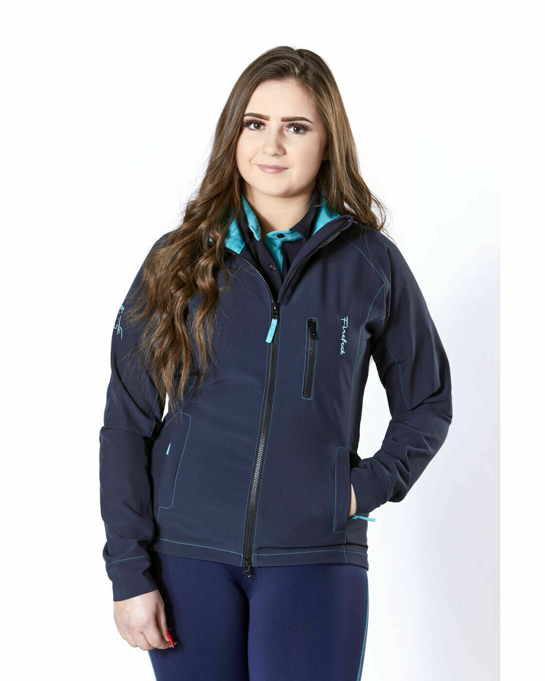 Picture of Firefoot Girls  Aysgarth Soft Shell Jacket in Navy/Teal