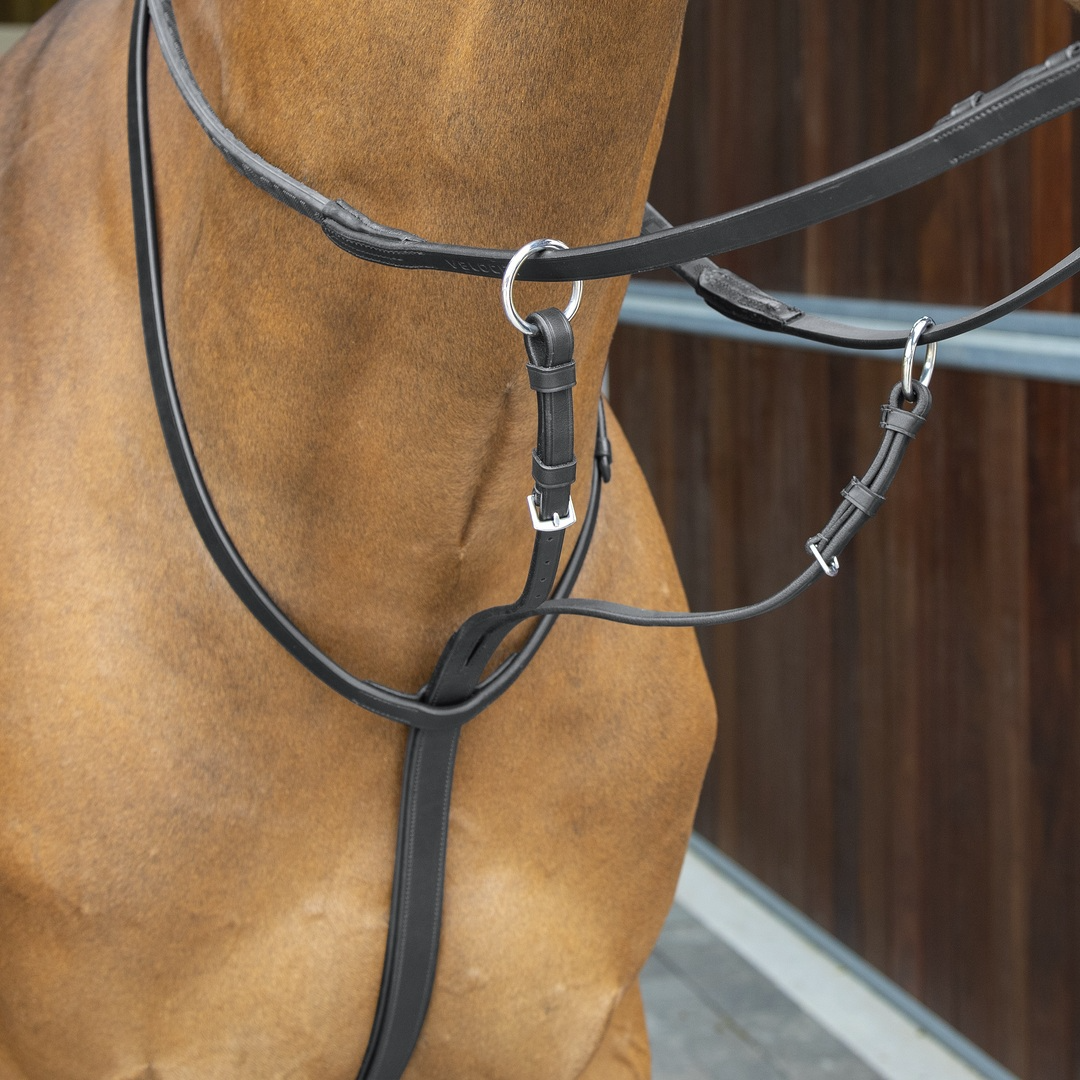 Picture of Shires Velociti Lusso Leather Running Martingale, Black, Havana, 4 Sizes,