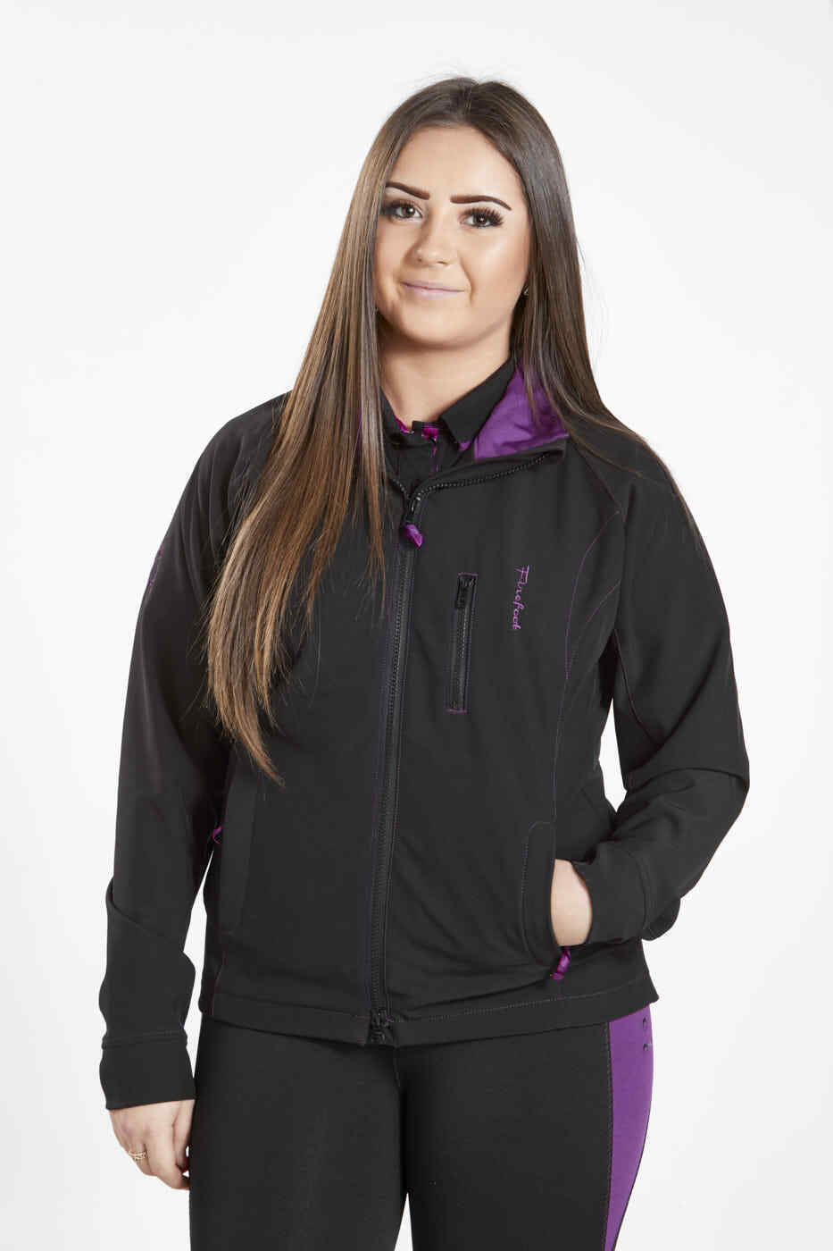 Picture of Firefoot Girls  Aysgarth Soft Shell Jacket in Black/Plum