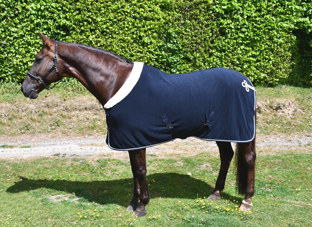 Picture of Rhinegold Show Fleece Cooler Travel Fleece Horse Rug | Navy | Std Neck |5'6"-7'3