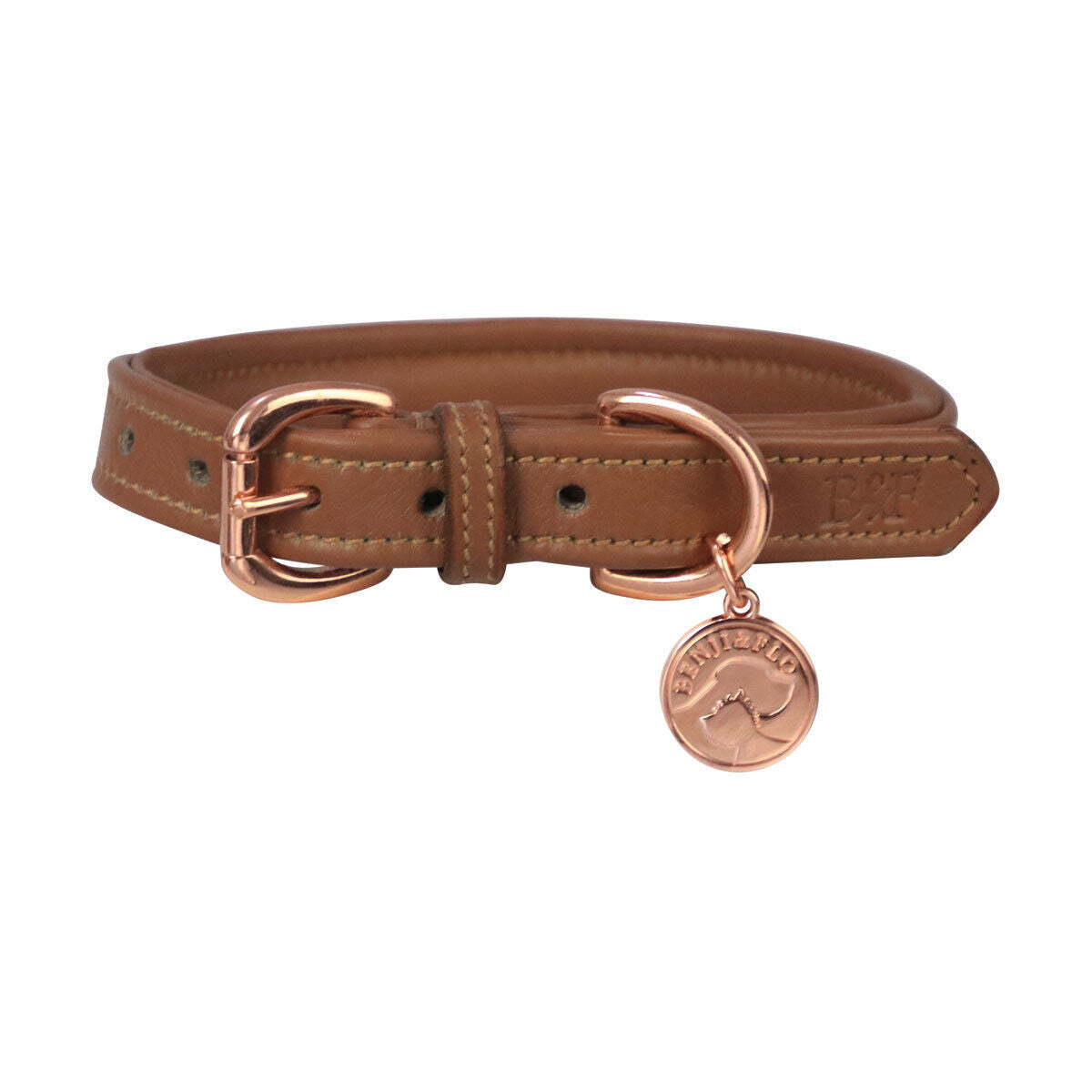 Picture of Leather Dog Collar by Benji & Flo, Deluxe Padded Leather Dog Collar, 2 Colours