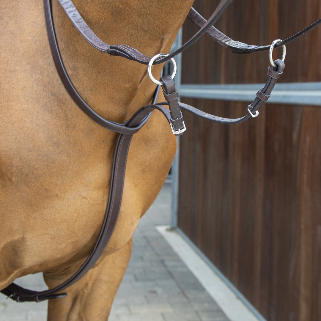 Picture of Shires Velociti Lusso Leather Running Martingale, Black, Havana, 4 Sizes,