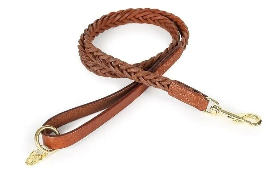 Picture of Digby and Fox Plaited Leather Dog Lead | Black, Brown, Tan