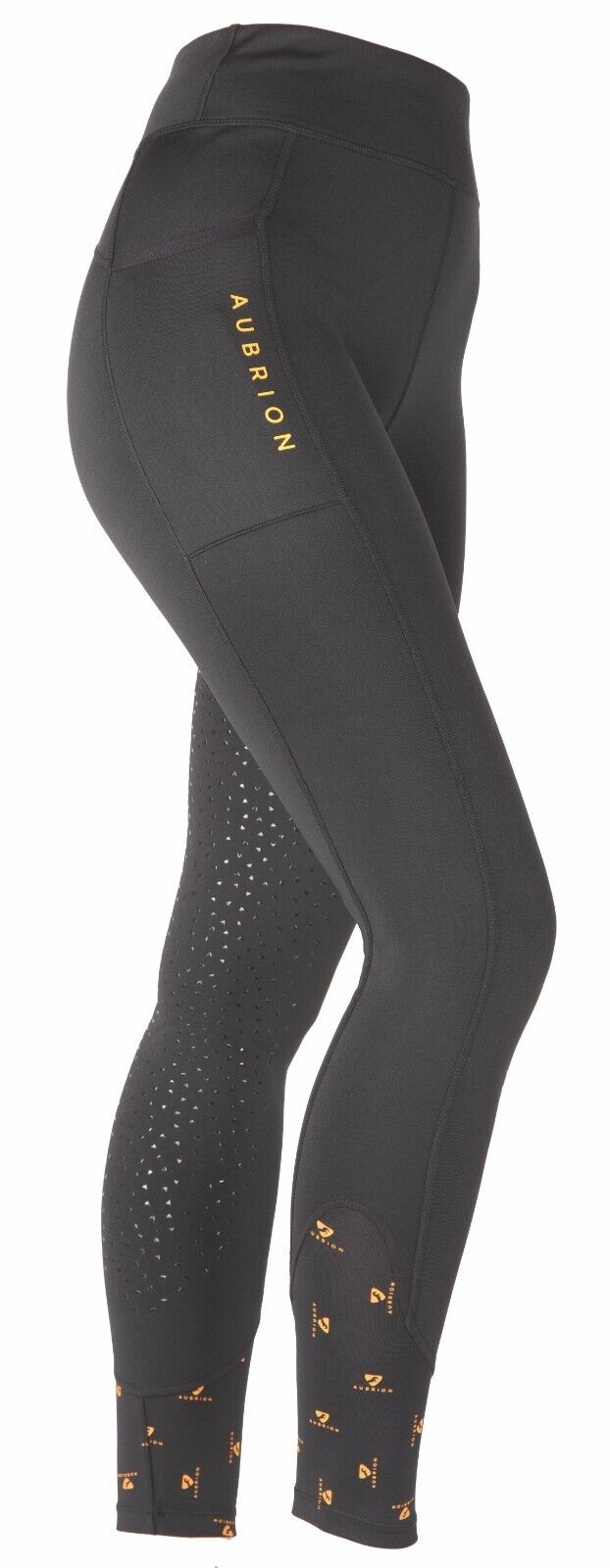 Picture of Shires Aubrion Girls Porter Winter Horse Riding Tights | Jet Black | Childs