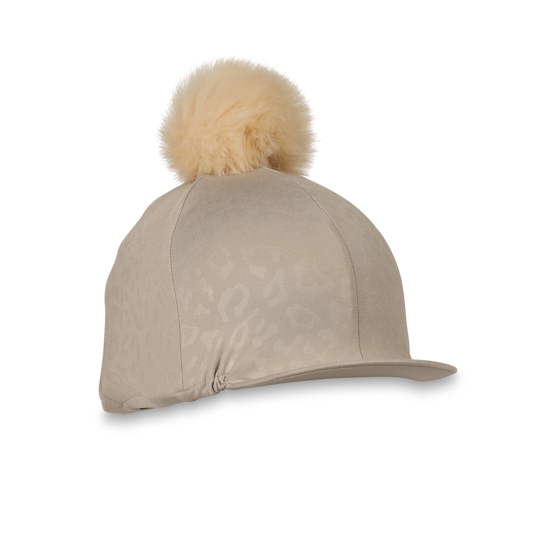 Picture of Shires Aubrion Leopard Print Skull Hat Cover, Pom Pom, 4 Colours, One Size.