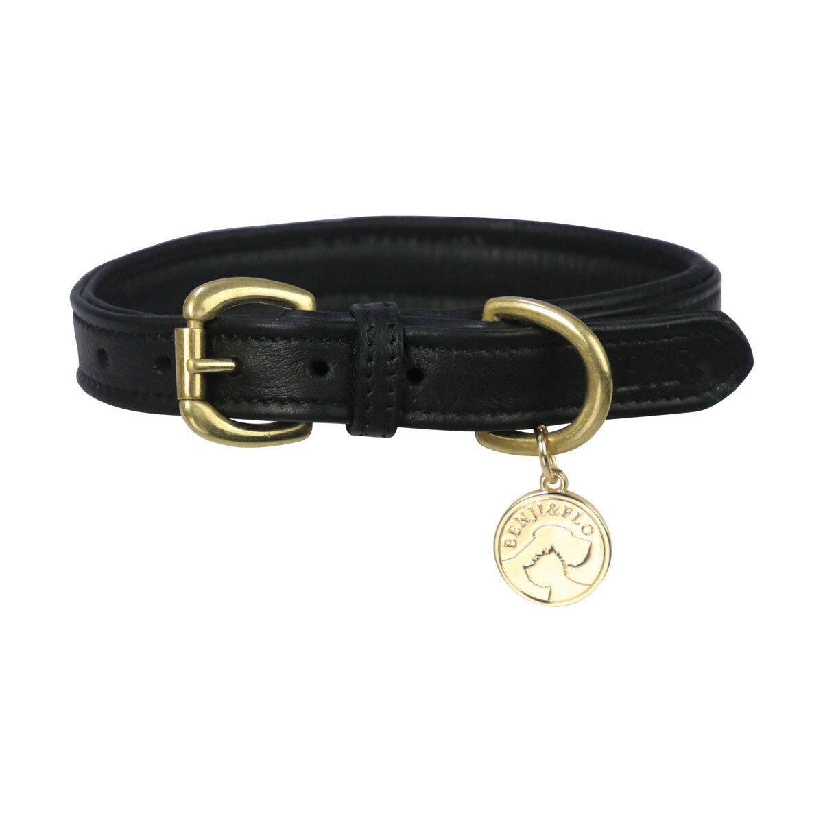 Picture of Leather Dog Collar by Benji & Flo, Deluxe Padded Leather Dog Collar, 2 Colours