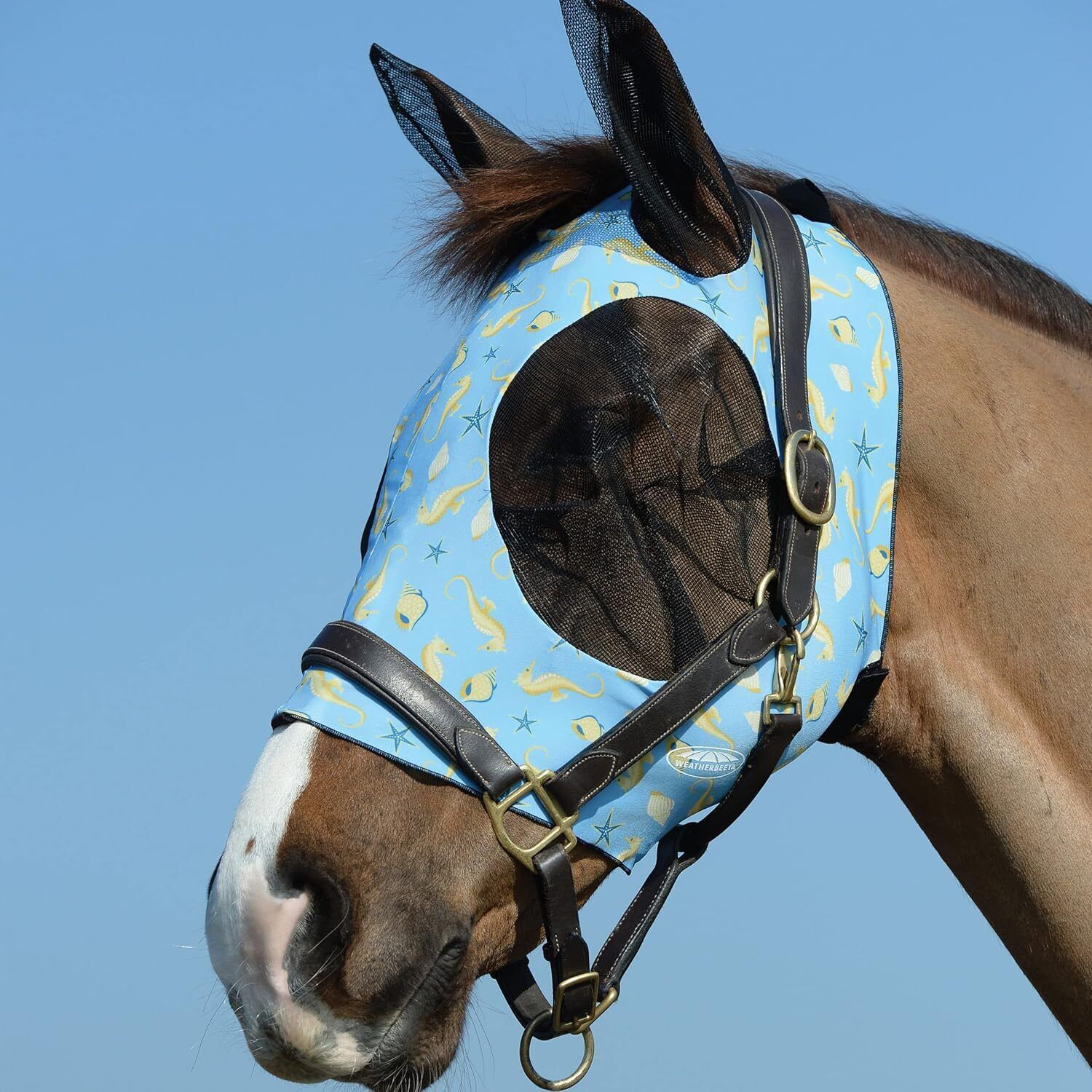 Picture of WeatherBeeta Deluxe Stretch Bug Eye Saver Fly Mask, with Ears, UV, 10 Colours