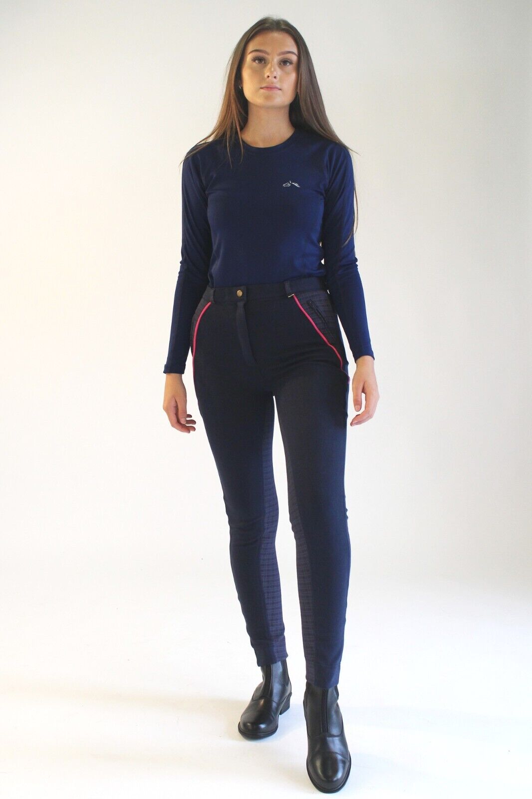 Picture of Ladies Classic Check Jodhpurs, Gallop Ladies Jodhpurs, Navy, Black, Brown,