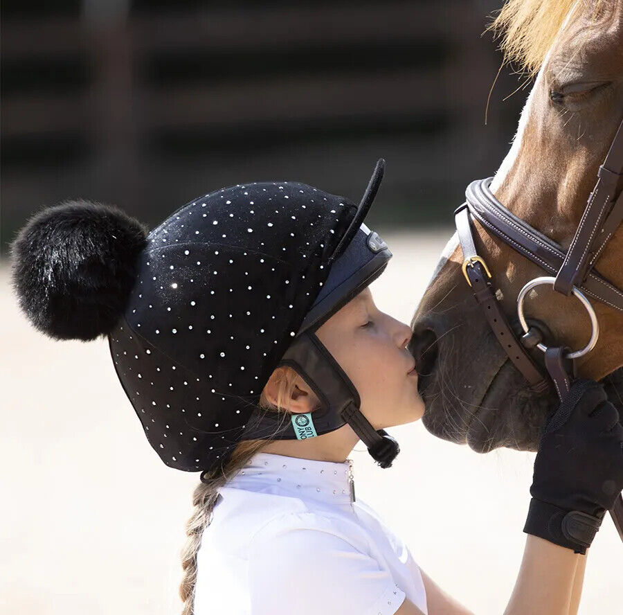 Picture of Shires Velvet Sparkle Pom Pom Skull Hat Cover | 2 sizes | 2 Colours