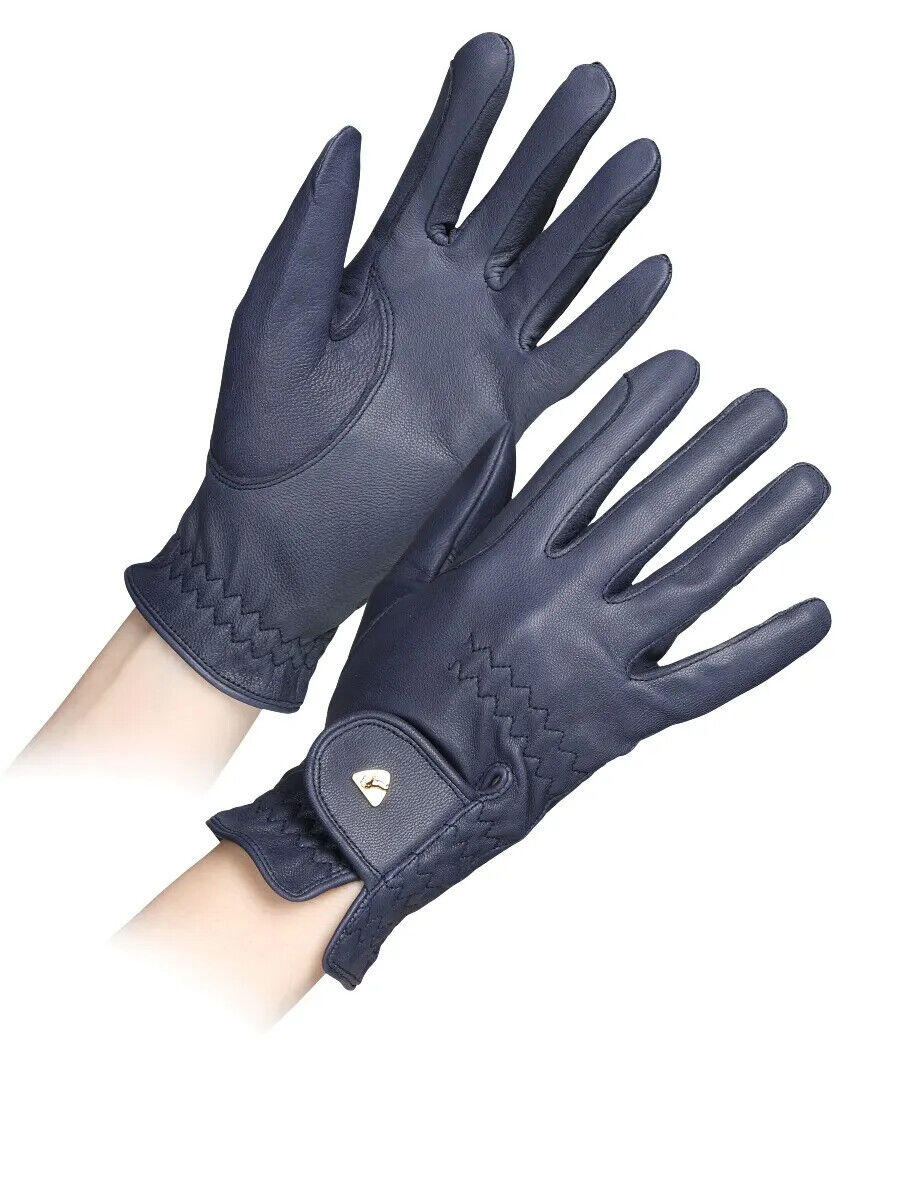 Picture of Shires Aubrion Childs Leather Horse Riding Gloves  | Black / Brown/ Navy | Child