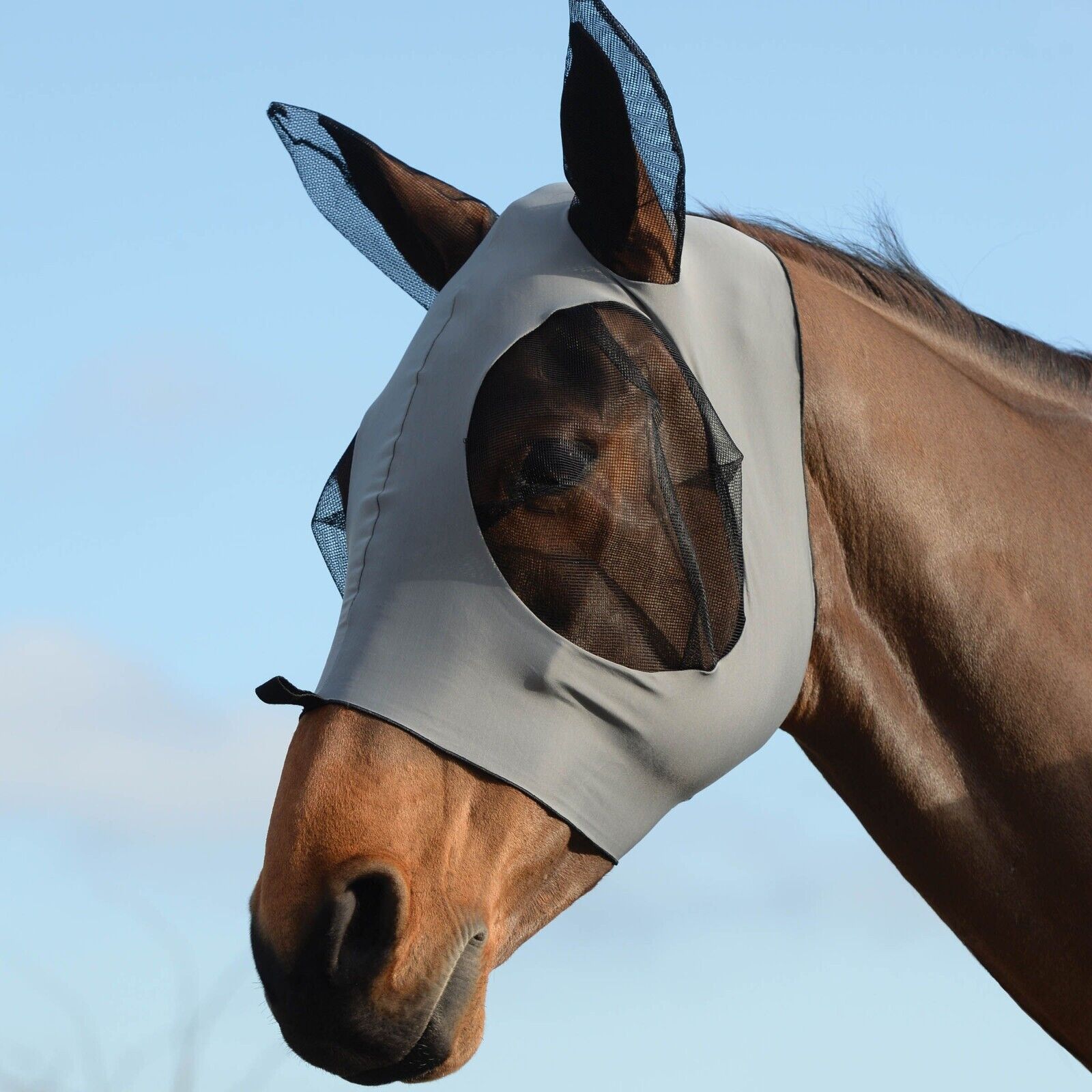 Picture of WeatherBeeta Stretch Bug Eye Saver Fly Mask, with Ears, UV, 10 Colours