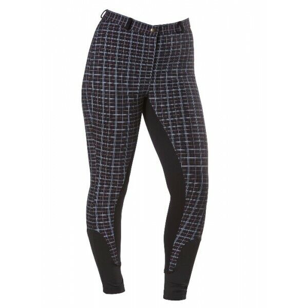 Picture of FireFoot Childrens Kids Farsley Checked Horse Riding Breeches Black/White Colour
