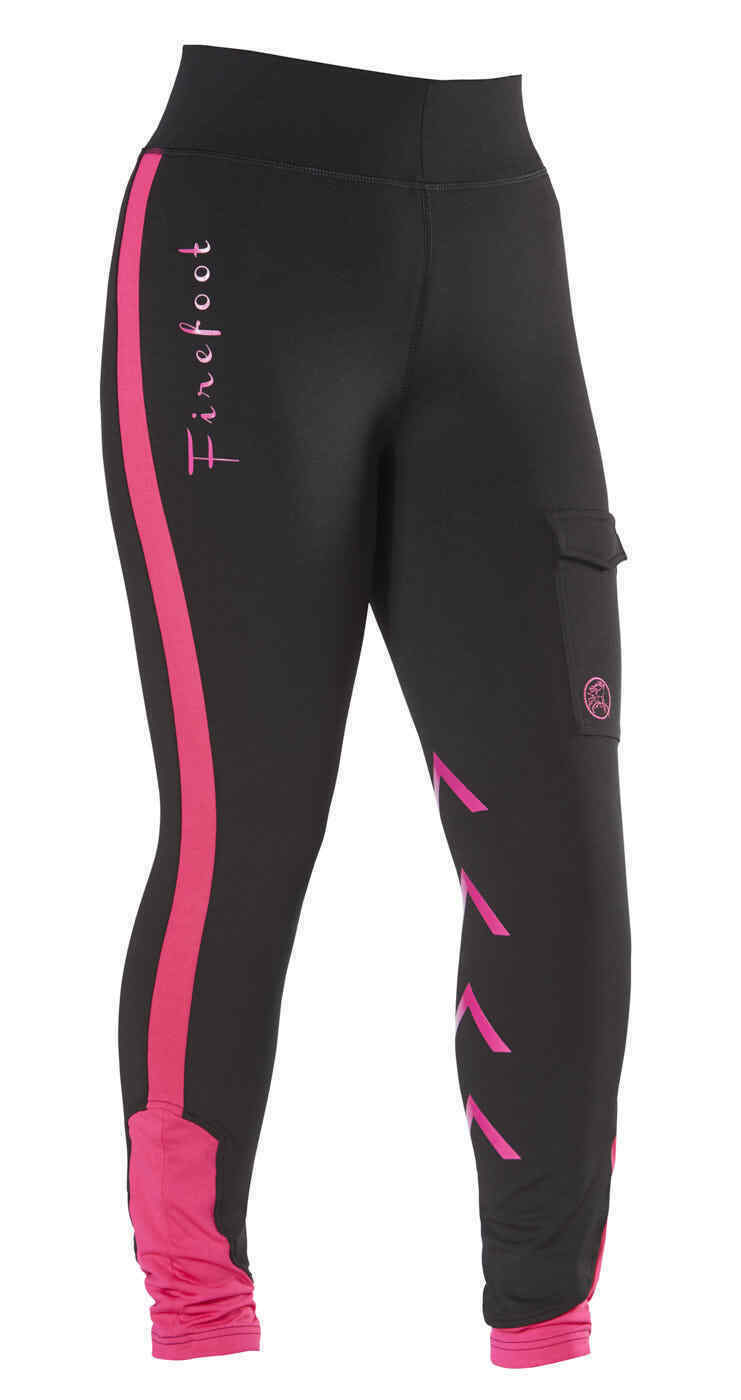 Picture of FireFoot Ripon CHILDS/KIDS Reflective Horse Riding Breeches, Black/Pink HI Viz.