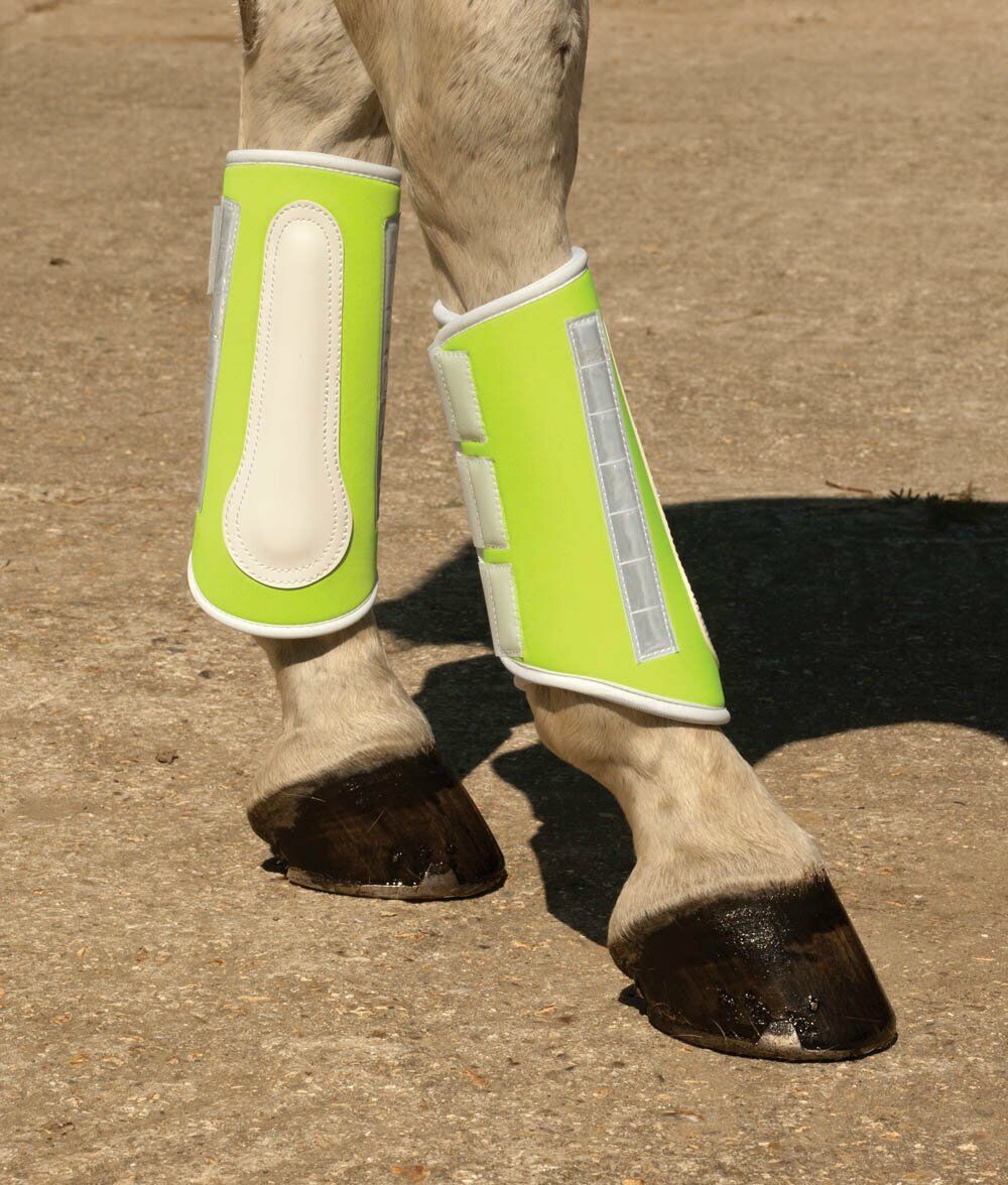 Picture of Harlequin Reflective Brushing Boots | Neoprene | Yellow | Pony, Cob, Full