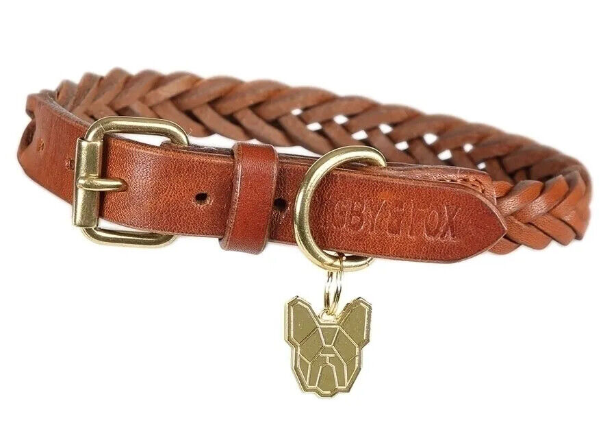 Picture of Digby & Fox Plaited Leather Dog Collar | 7 Sizes | Black, Brown, Tan